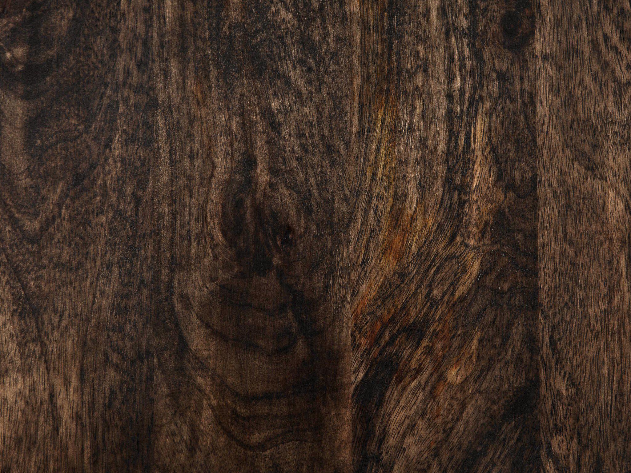 Four Hands Aiden Kelby Rectangular Wood Gunmetal Aged Brass Carved Vintage Brown Console Table