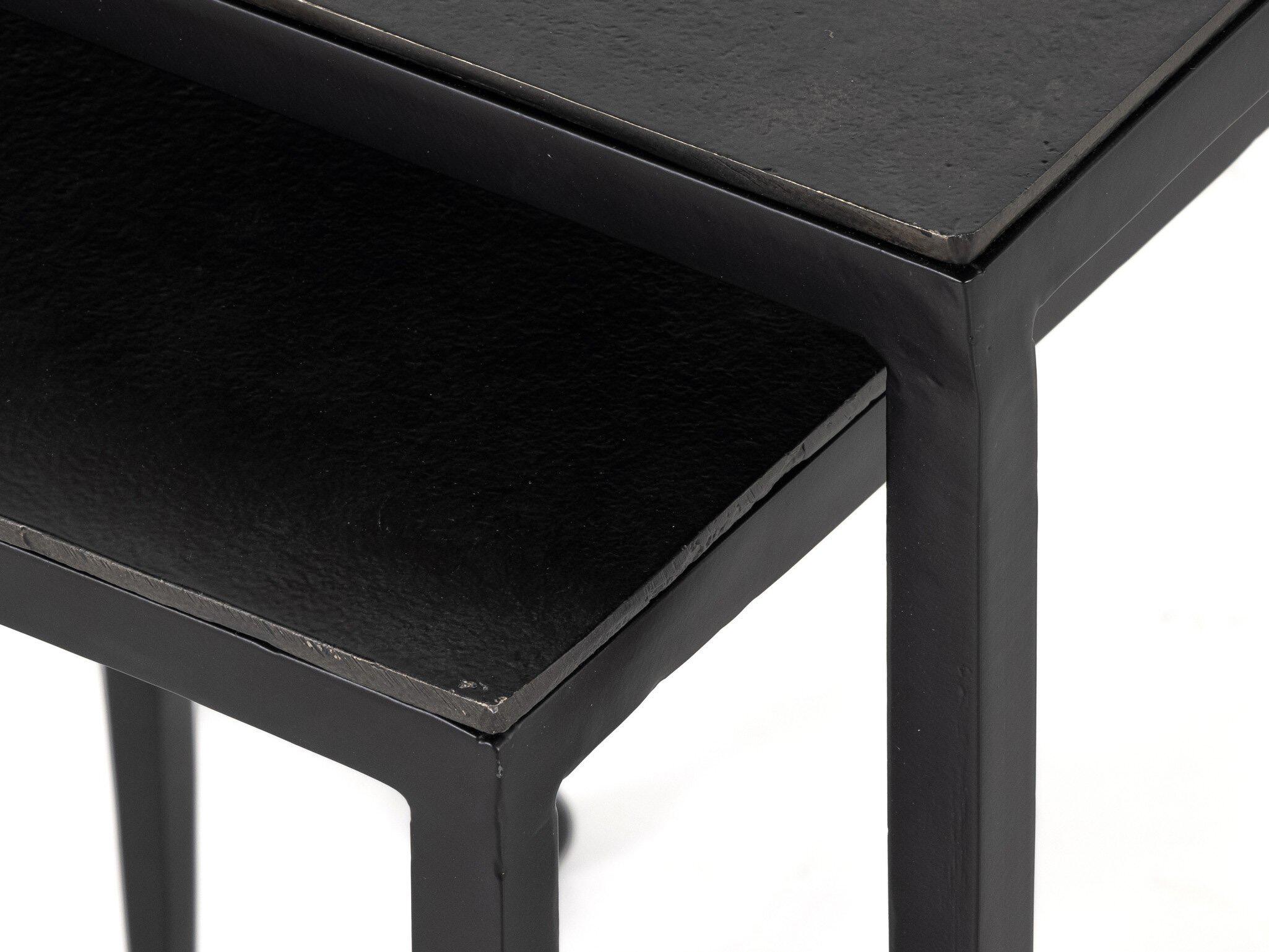 Four Hands Marlow Dalston Nesting Square Metal Iron Matte Black Raw End Tables