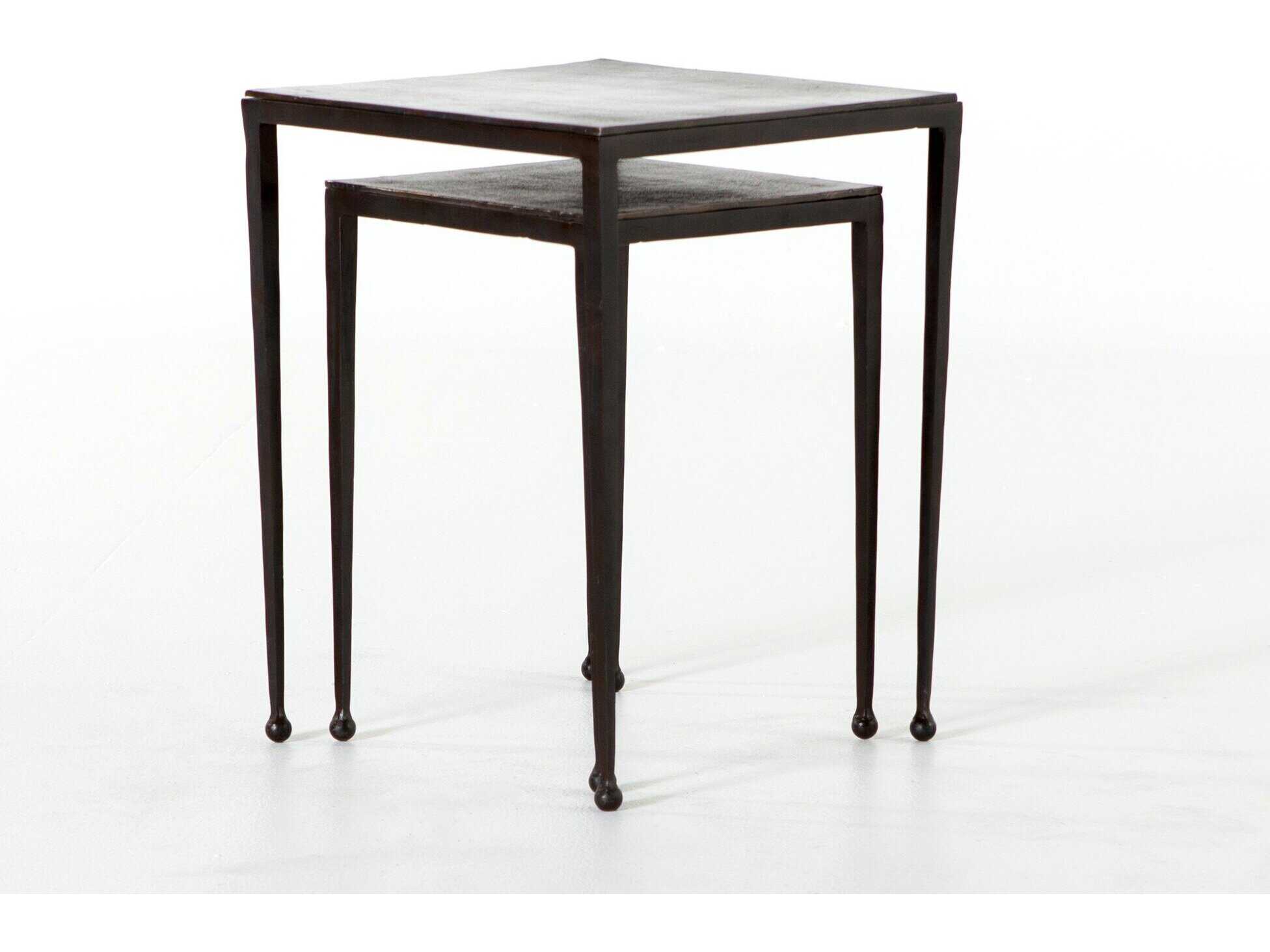 Four Hands Marlow Dalston Nesting Square Metal Antique Brown Rust End Tables