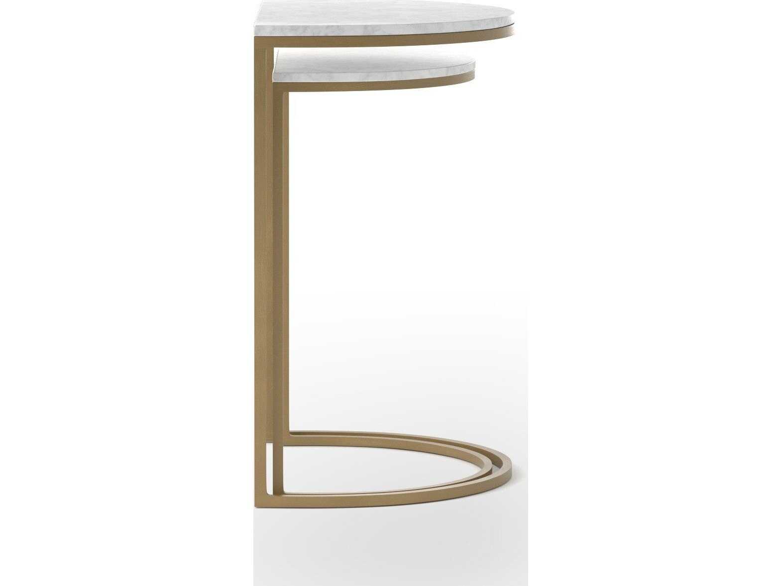 Four Hands Marlow Ane Nesting Iron Matte Brass Polished White Marble End Tables