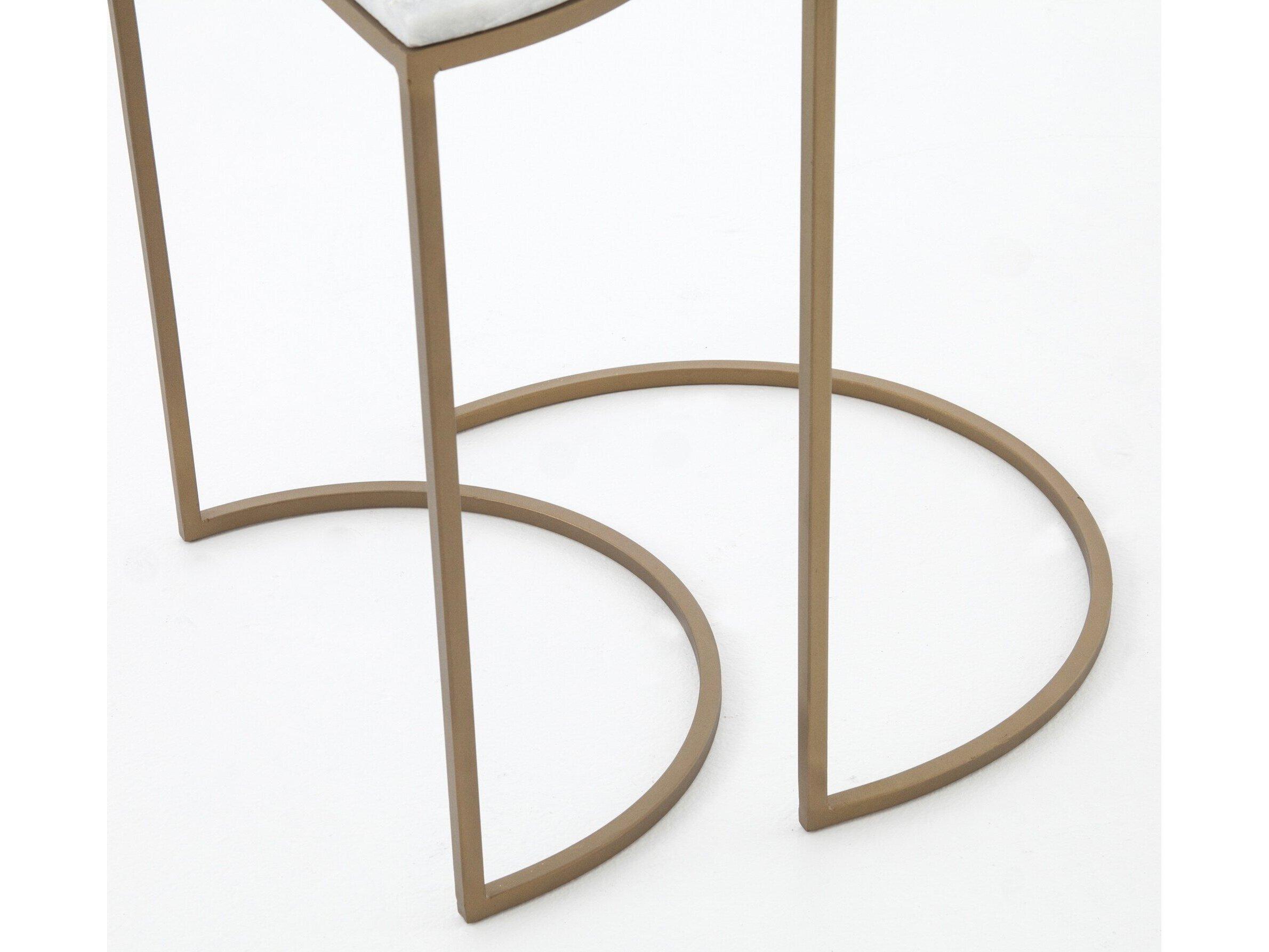 Four Hands Marlow Ane Nesting Iron Matte Brass Polished White Marble End Tables