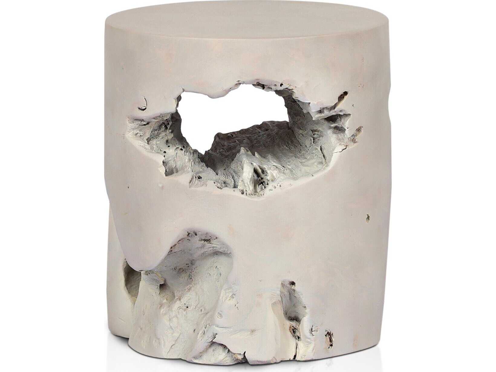 Four Hands Grass Roots Ivory Teak Accent Stool