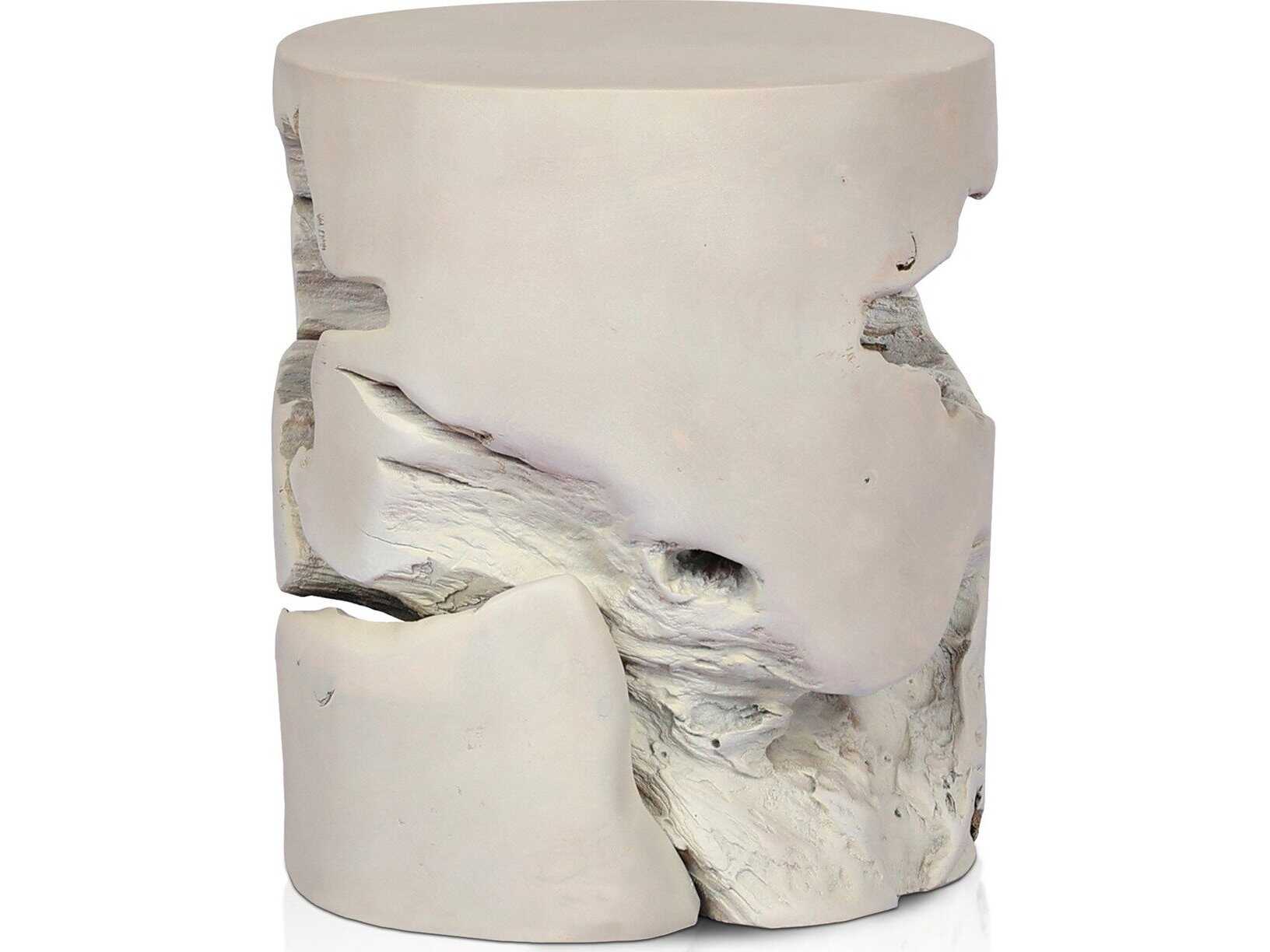 Four Hands Grass Roots Ivory Teak Accent Stool