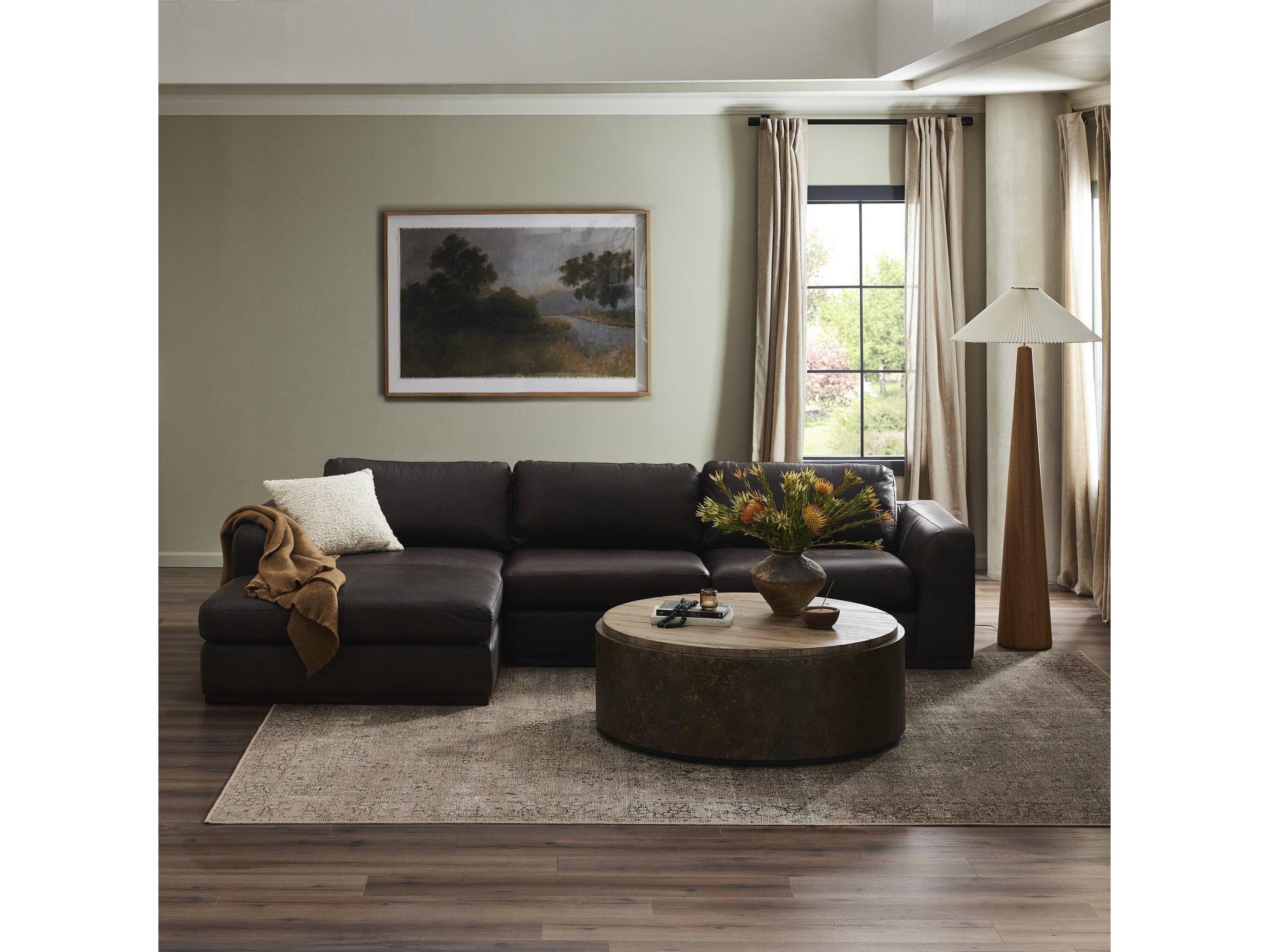 Four Hands Centrale Brown Leather Sectional Sofa