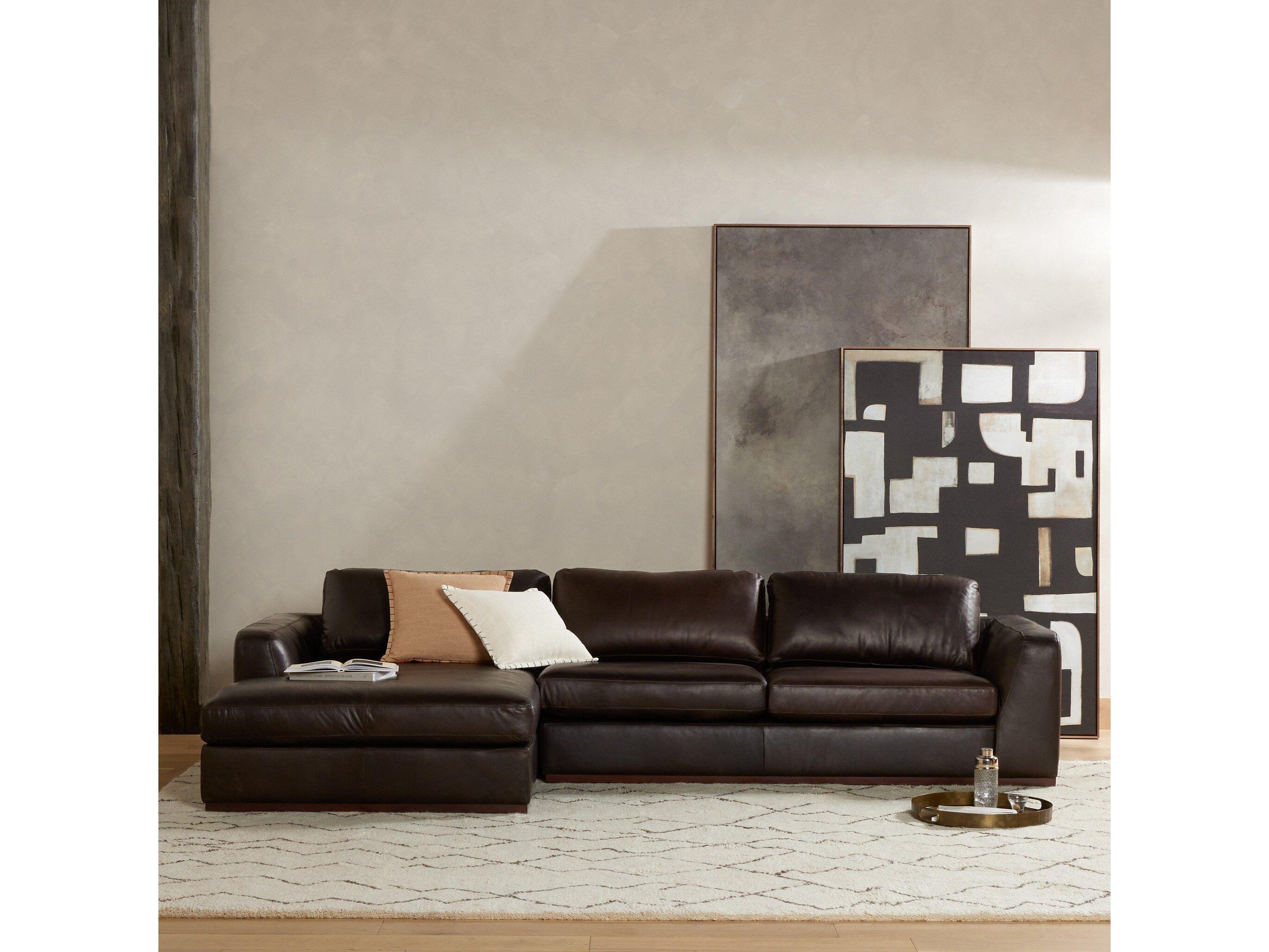 Four Hands Centrale Brown Leather Sectional Sofa