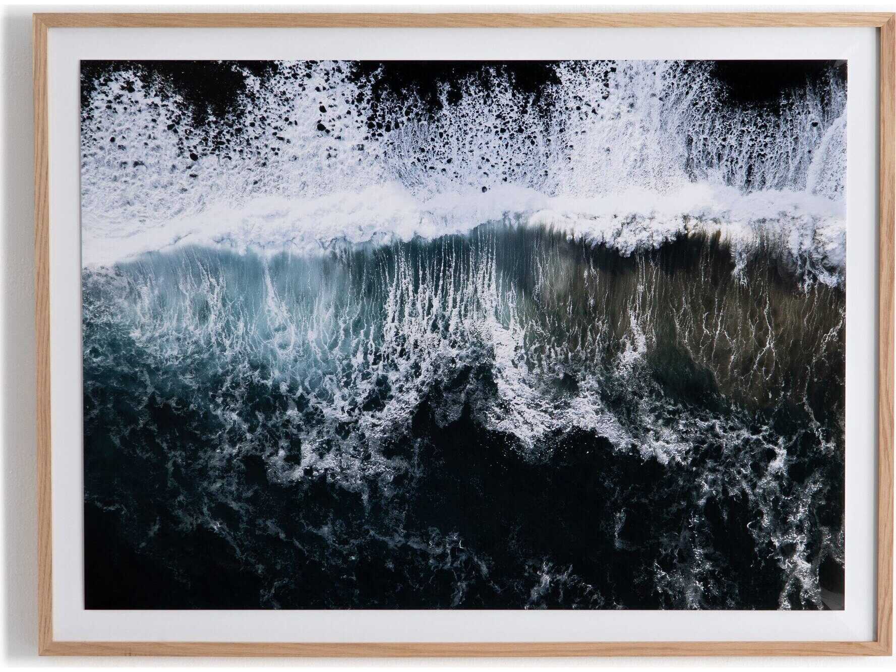 Four Hands Art Studio Wave Break 1 by Michael Schauer Vertical Grain White Oak  Canvas Wall Art