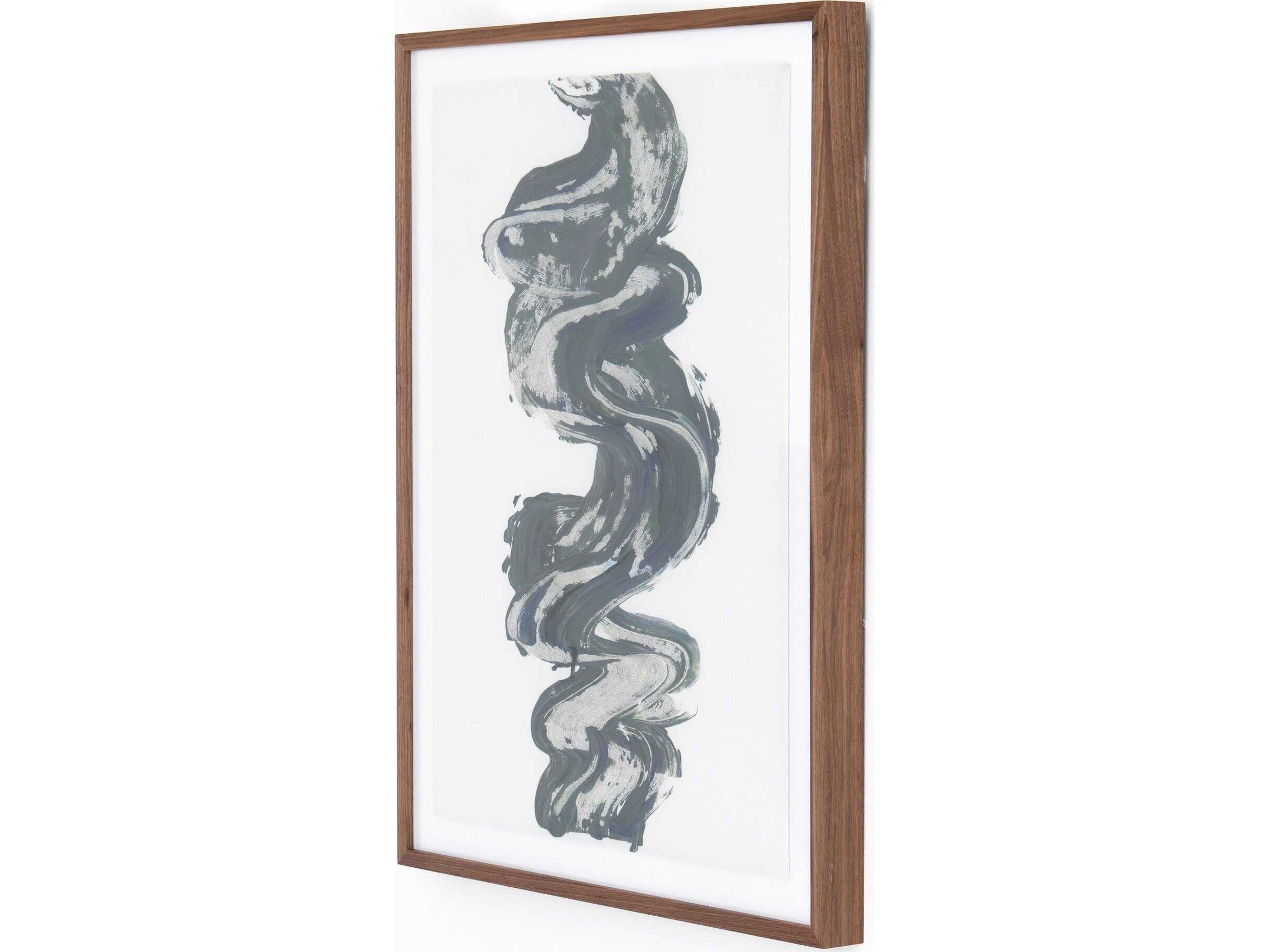 Four Hands Art Studio Marbled Stroke by Gold Rush Art Co. Walnut  Canvas Wall Art