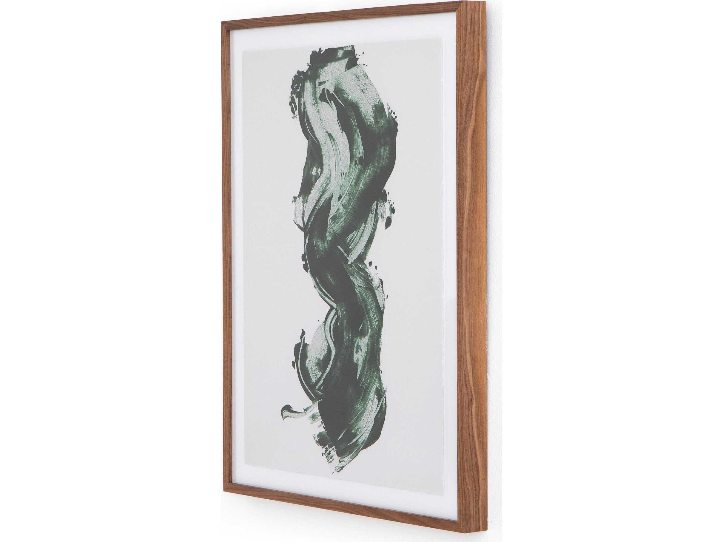 Four Hands Art Studio Green Stroke by Gold Rush Art Co. Walnut  Canvas Wall Art