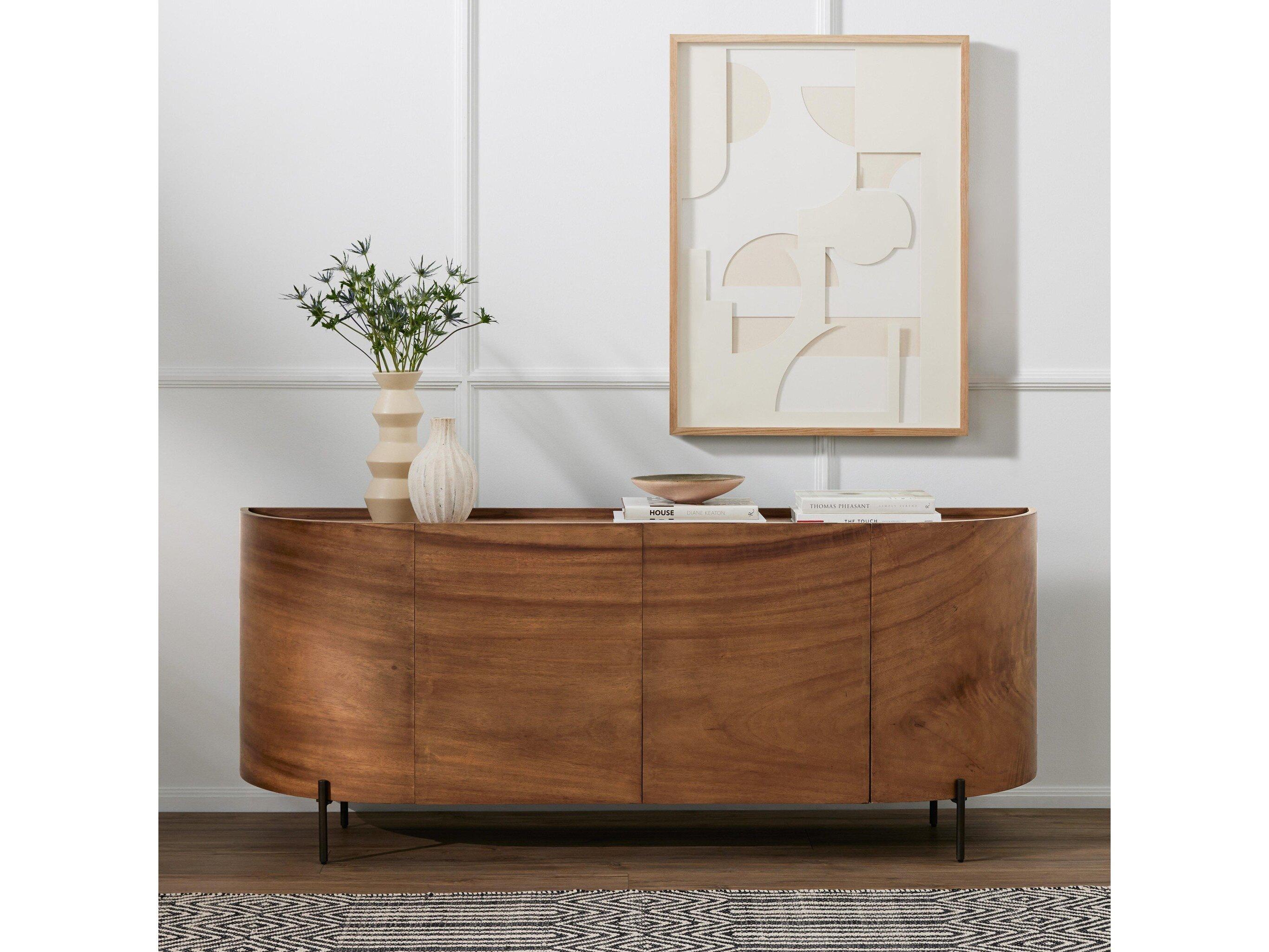 Four Hands Wesson Lunas 77" Caramel Guanacaste Bronzed Iron Sideboard