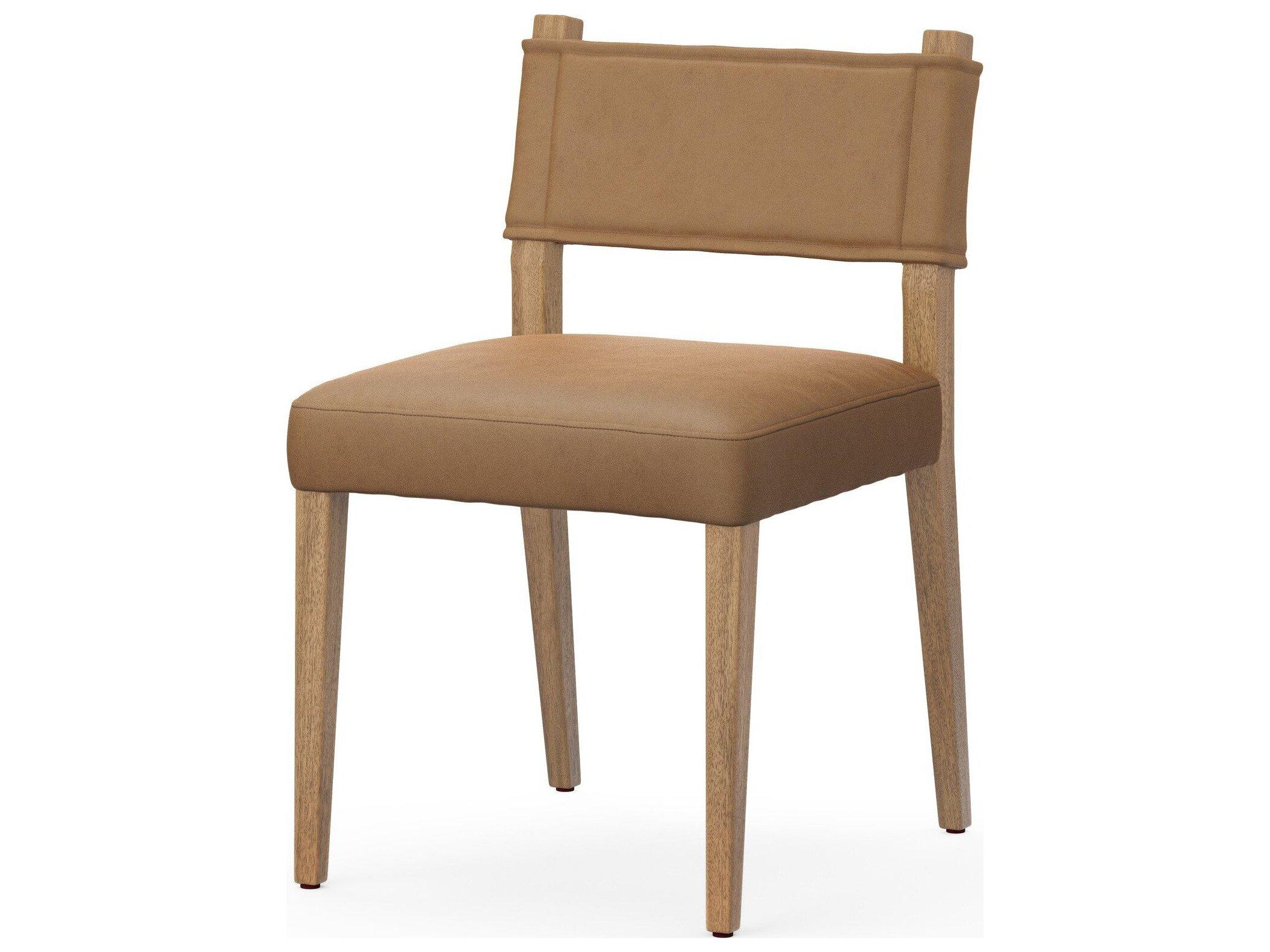 Four Hands Berman Parrawood Maestro Camel Leather Armless Dining Chair