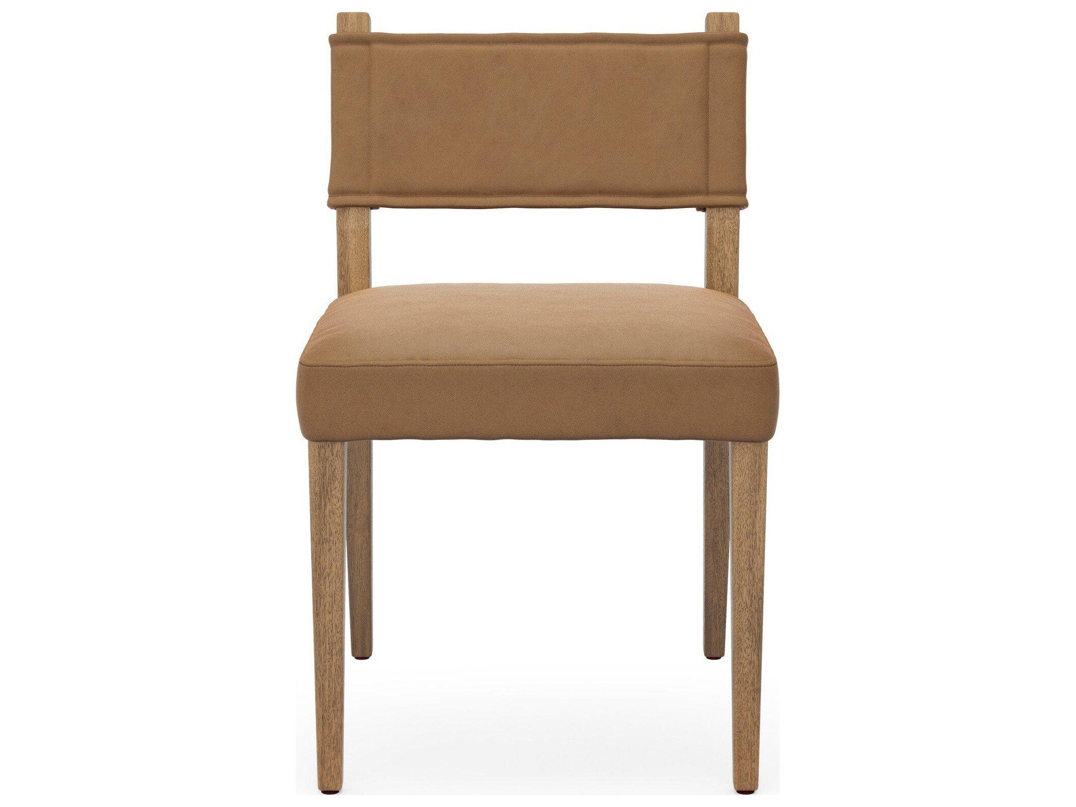 Four Hands Berman Parrawood Maestro Camel Leather Armless Dining Chair