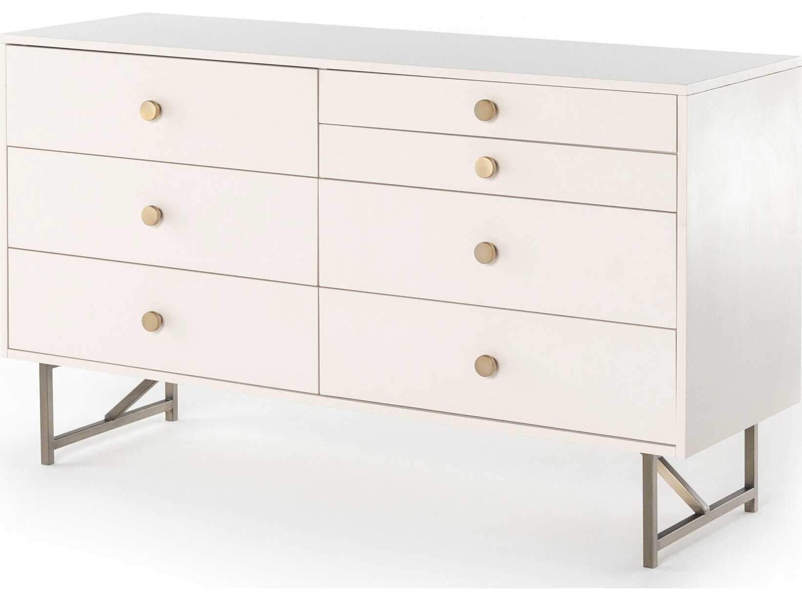 Four Hands Belfast Van 7-Drawers White Hardwood Double Dresser