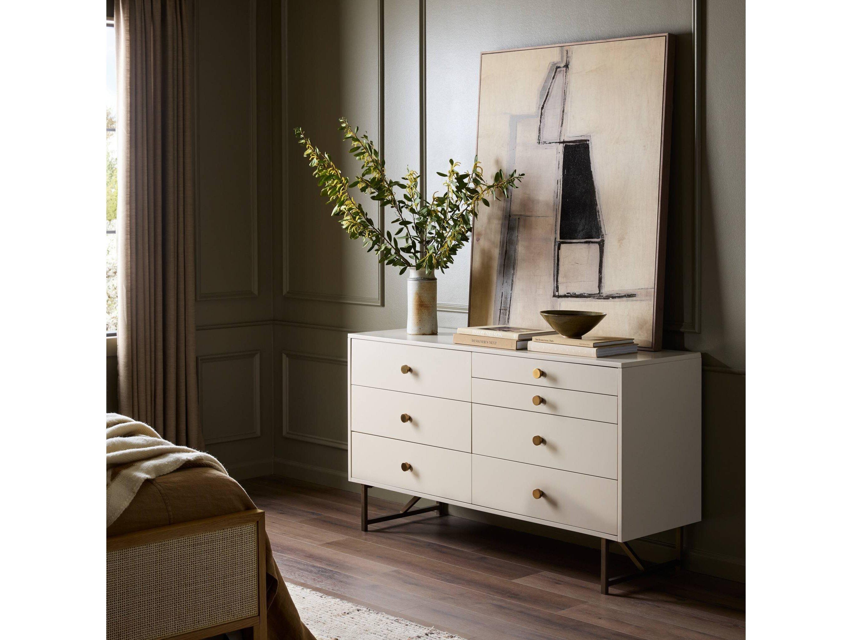 Four Hands Belfast Van 7-Drawers White Hardwood Double Dresser