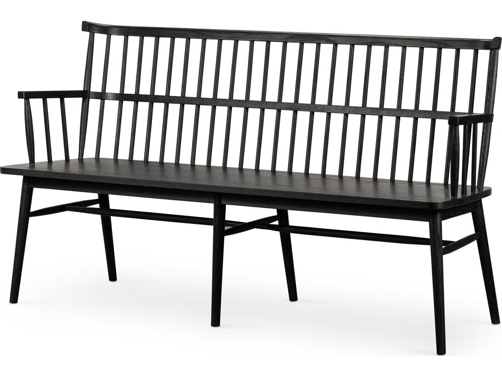 Four Hands Belfast Aspen Black Oak  Large Bench