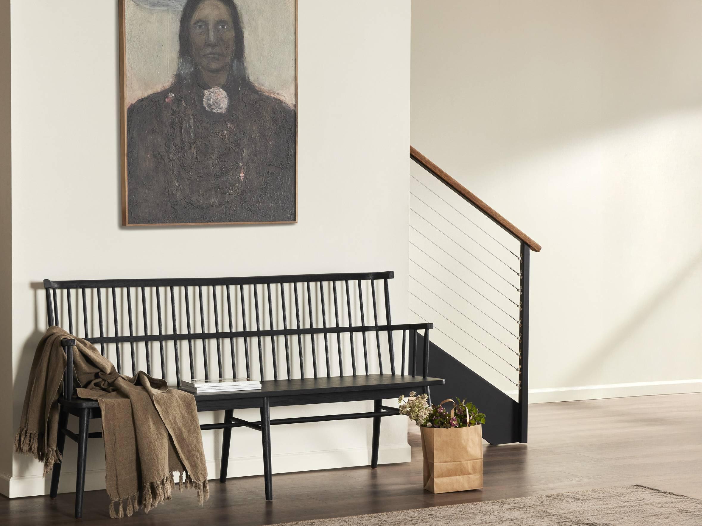 Four Hands Belfast Aspen Black Oak  Large Bench