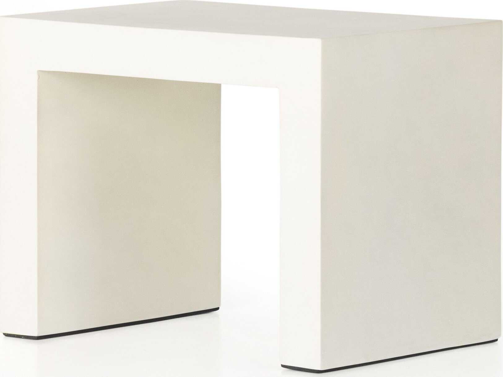 Four Hands Bina Rectangular White Concrete End Table