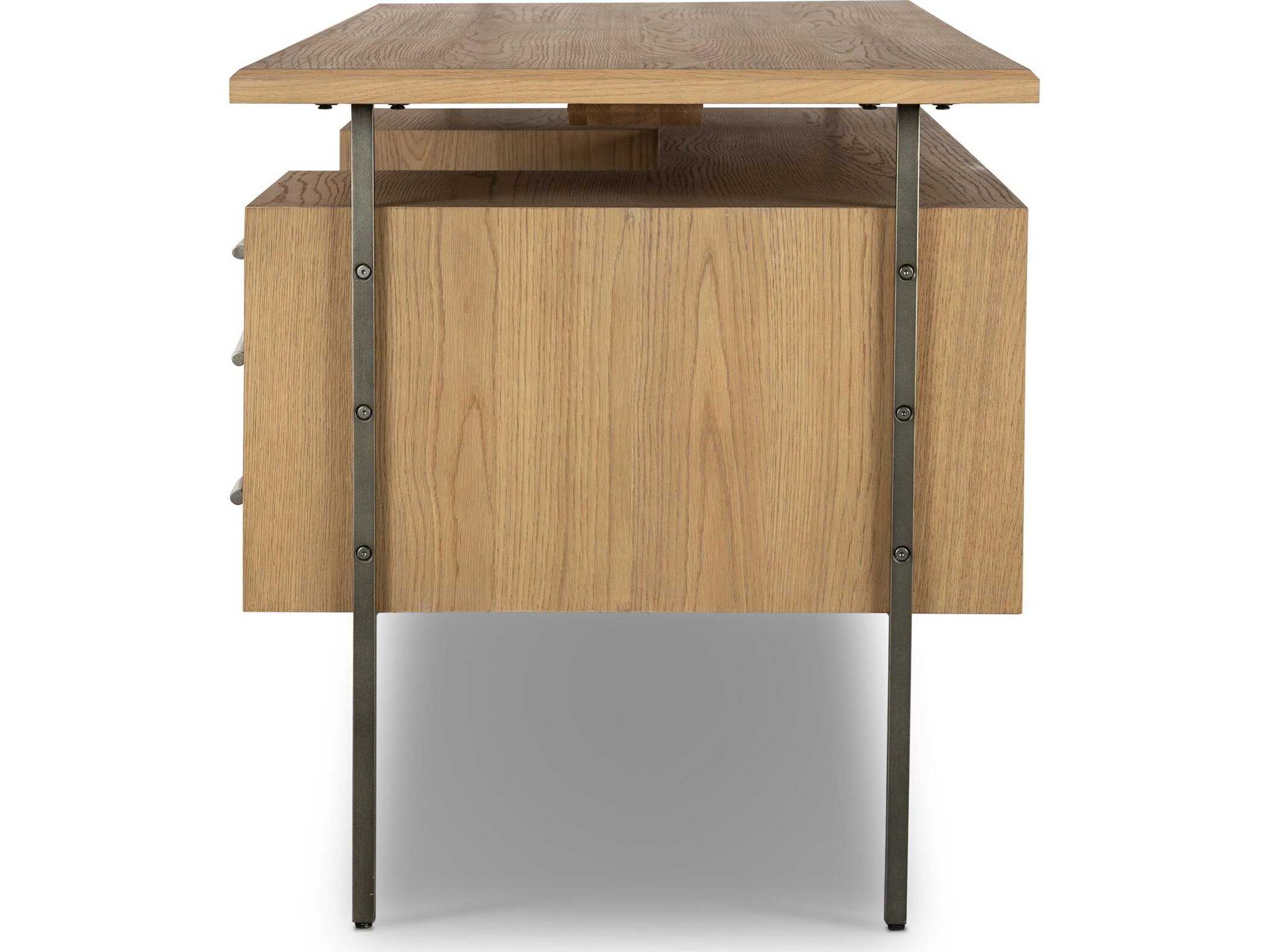 Four Hands Bina Lauren Natural Resawn Oak  Wood Desk