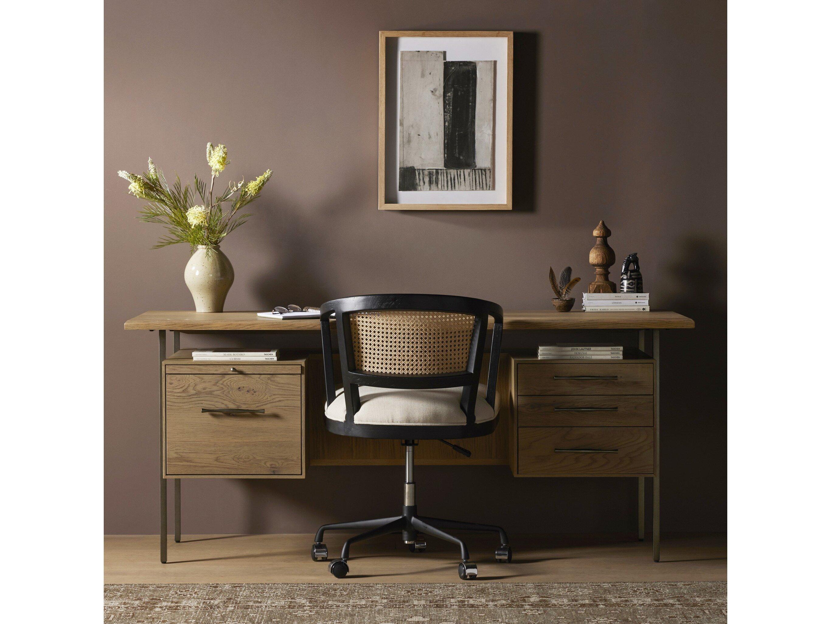 Four Hands Bina Lauren Natural Resawn Oak  Wood Desk