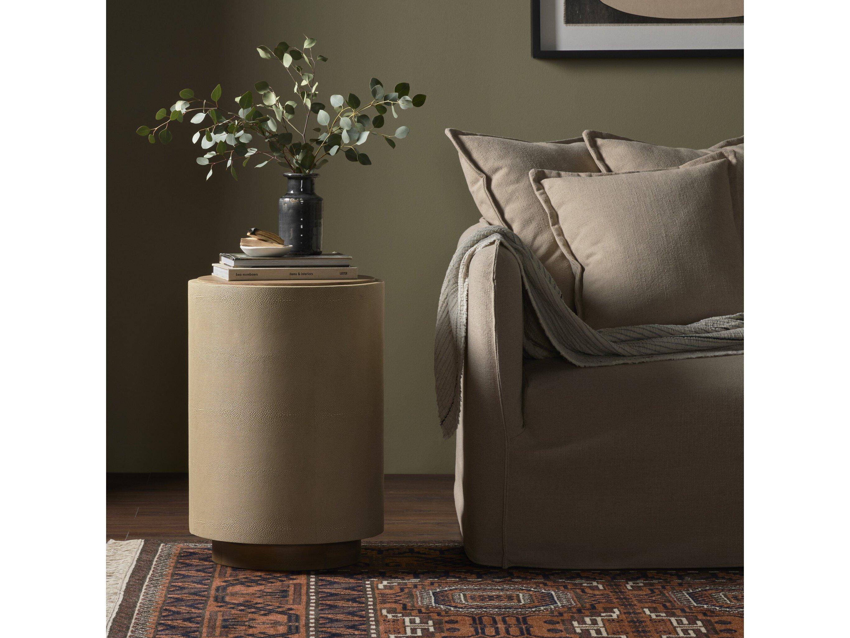Four Hands Bina Crosby Natural Resawn Oak Round Wood Side Table