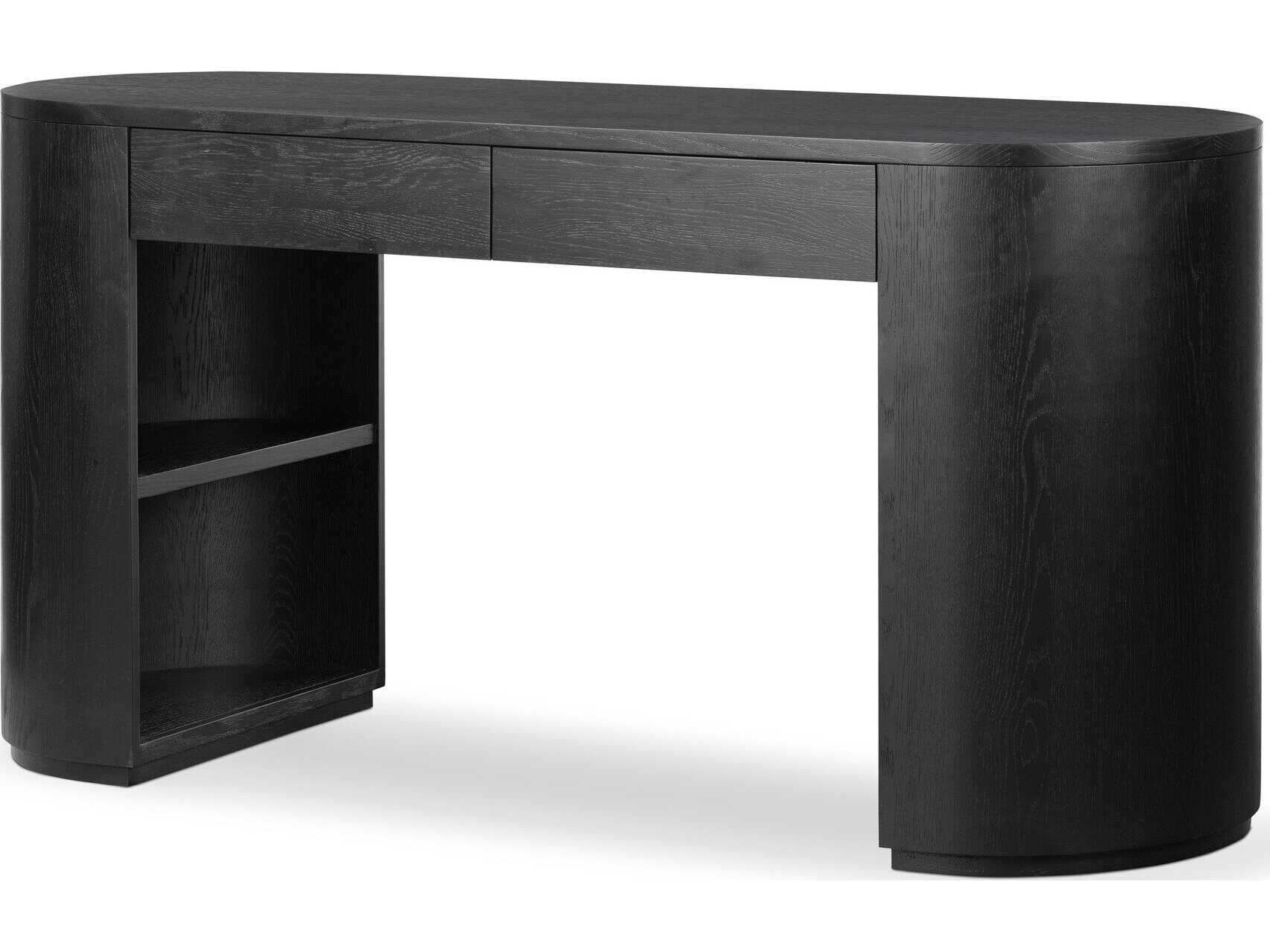 Four Hands Filmore Pilar Brushed Ebony Oak Veneer Black Wood Computer Desk