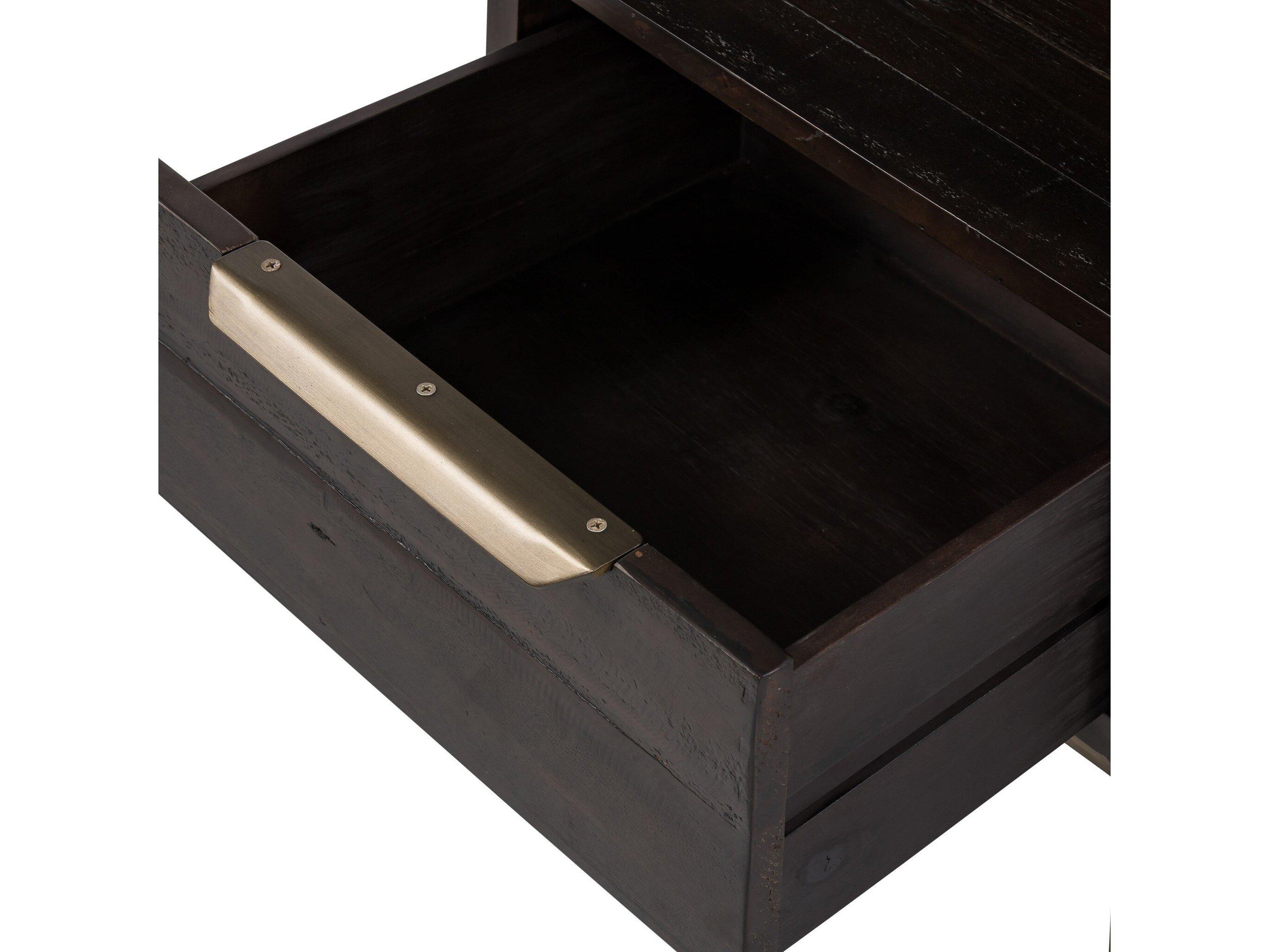 Four Hands Wyeth 1-Drawer Black Pine Wood Nightstand