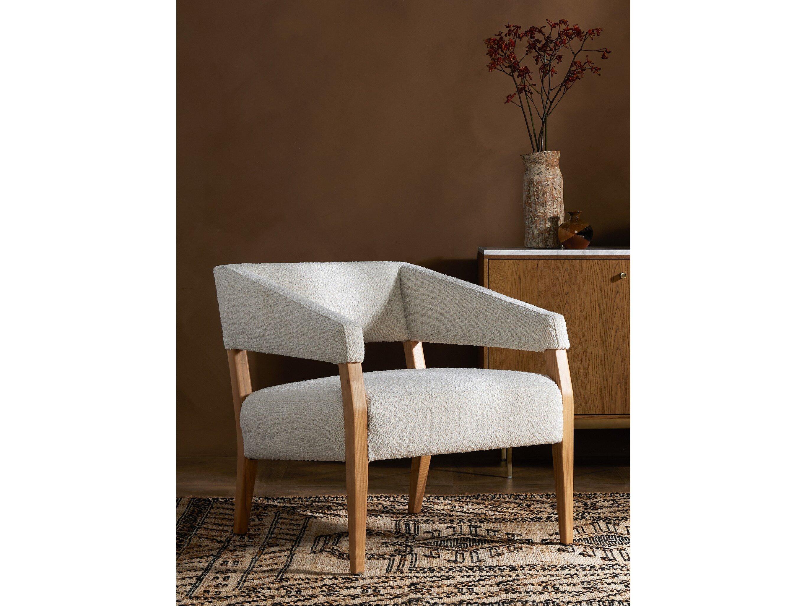 Four Hands Abbott Gary White Fabric Accent Chair