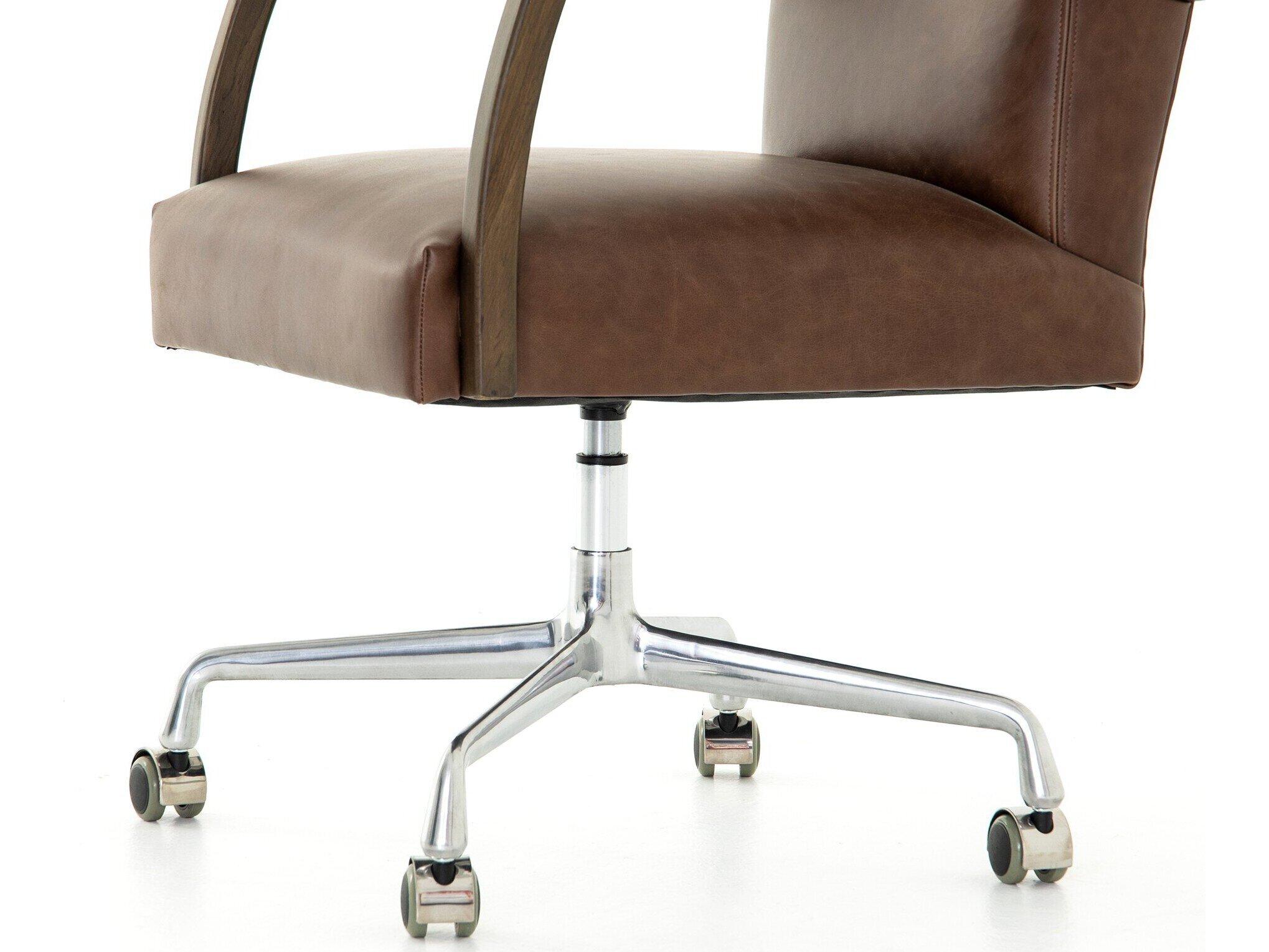 Four Hands Abbott Brown Leather Swivel Computer Office Chair