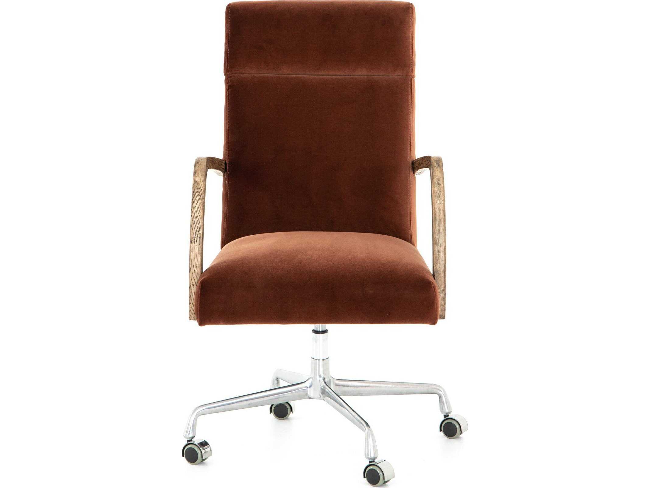 Four Hands Abbott Brown Upholstered Swivel Computer Office Chair