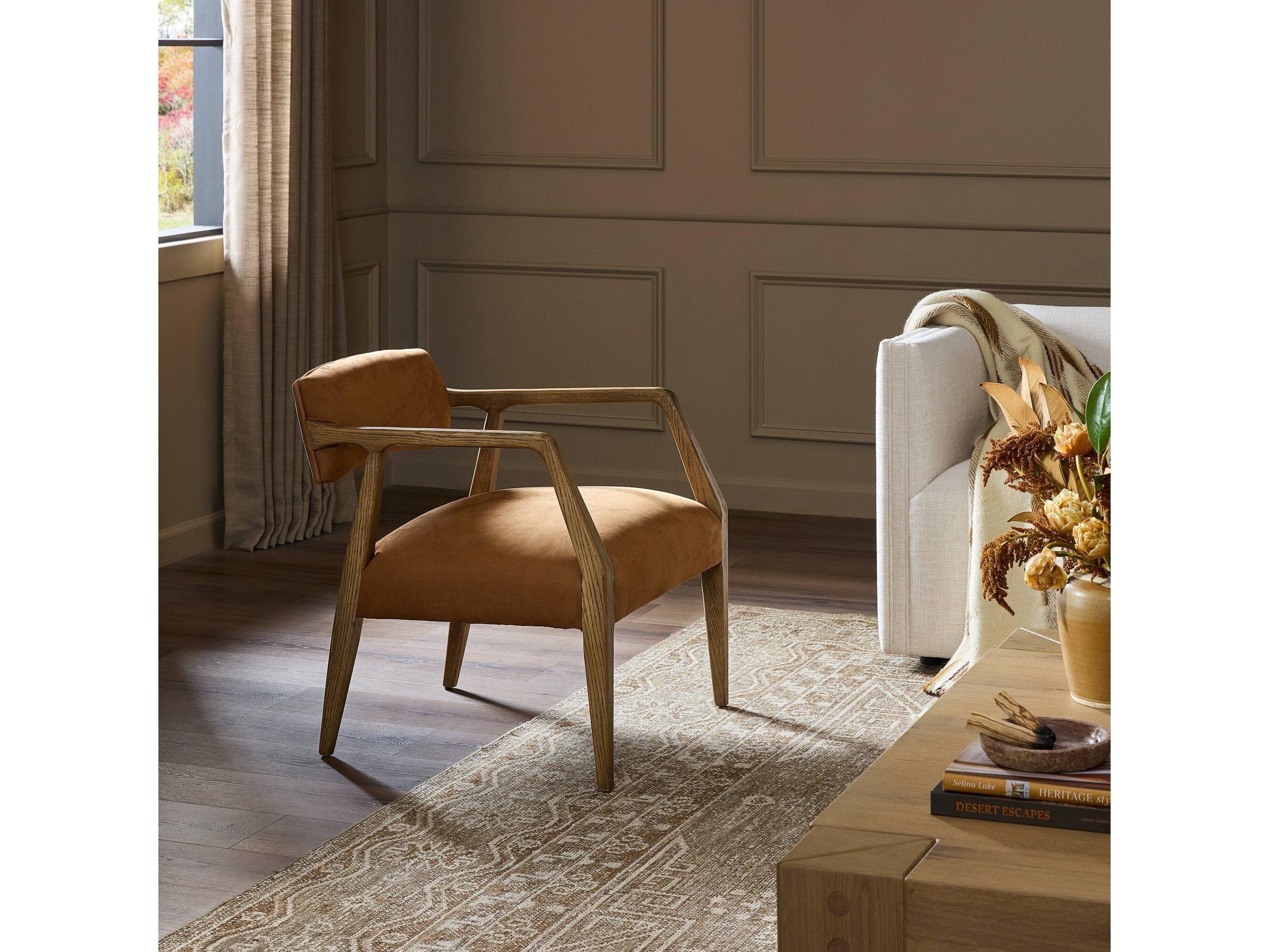 Four Hands Abbott Tyler Nubuck Cognac Leather Armchair