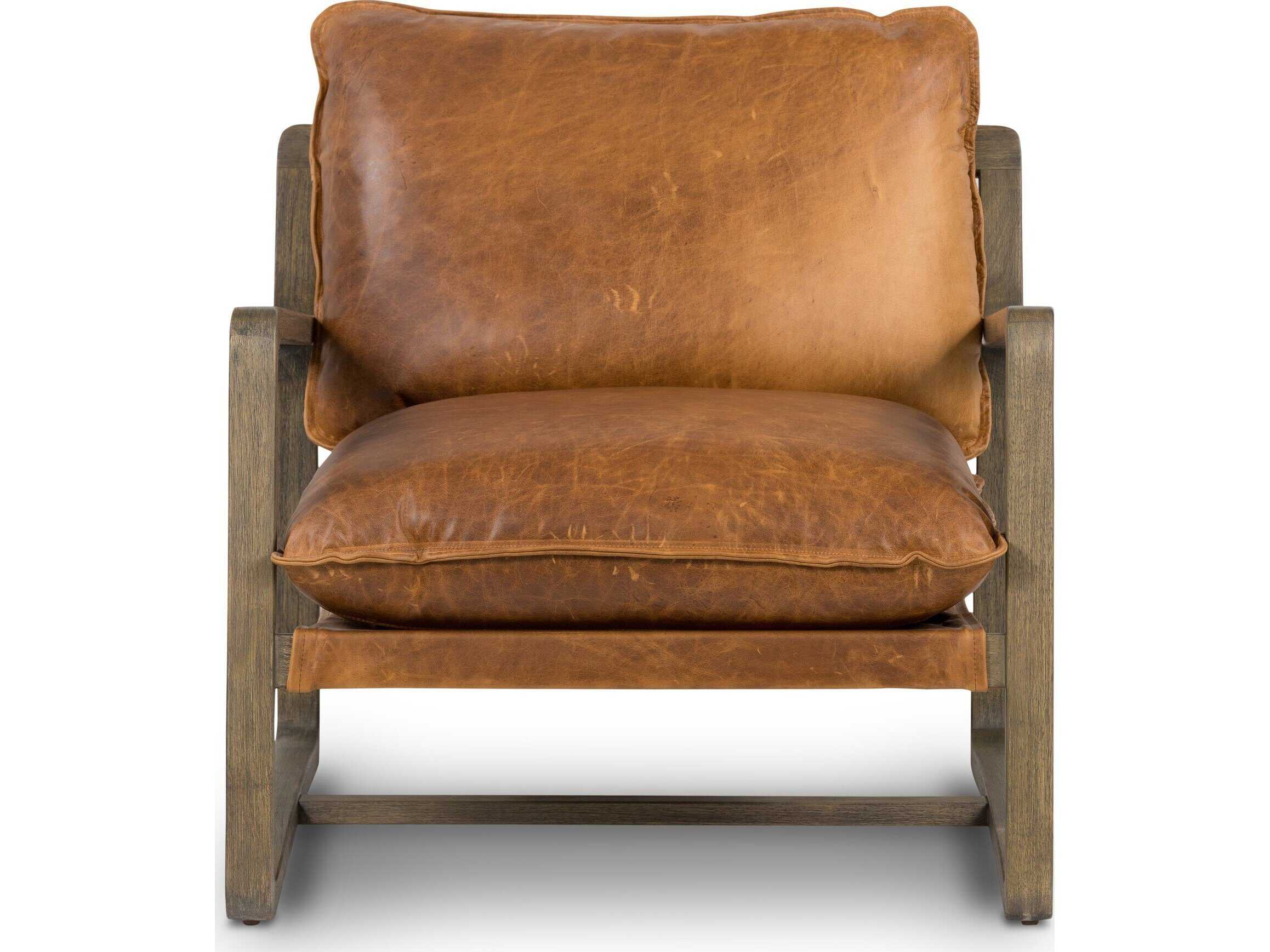 Four Hands Berman Ace Raleigh Chestnut Leather Accent Chair