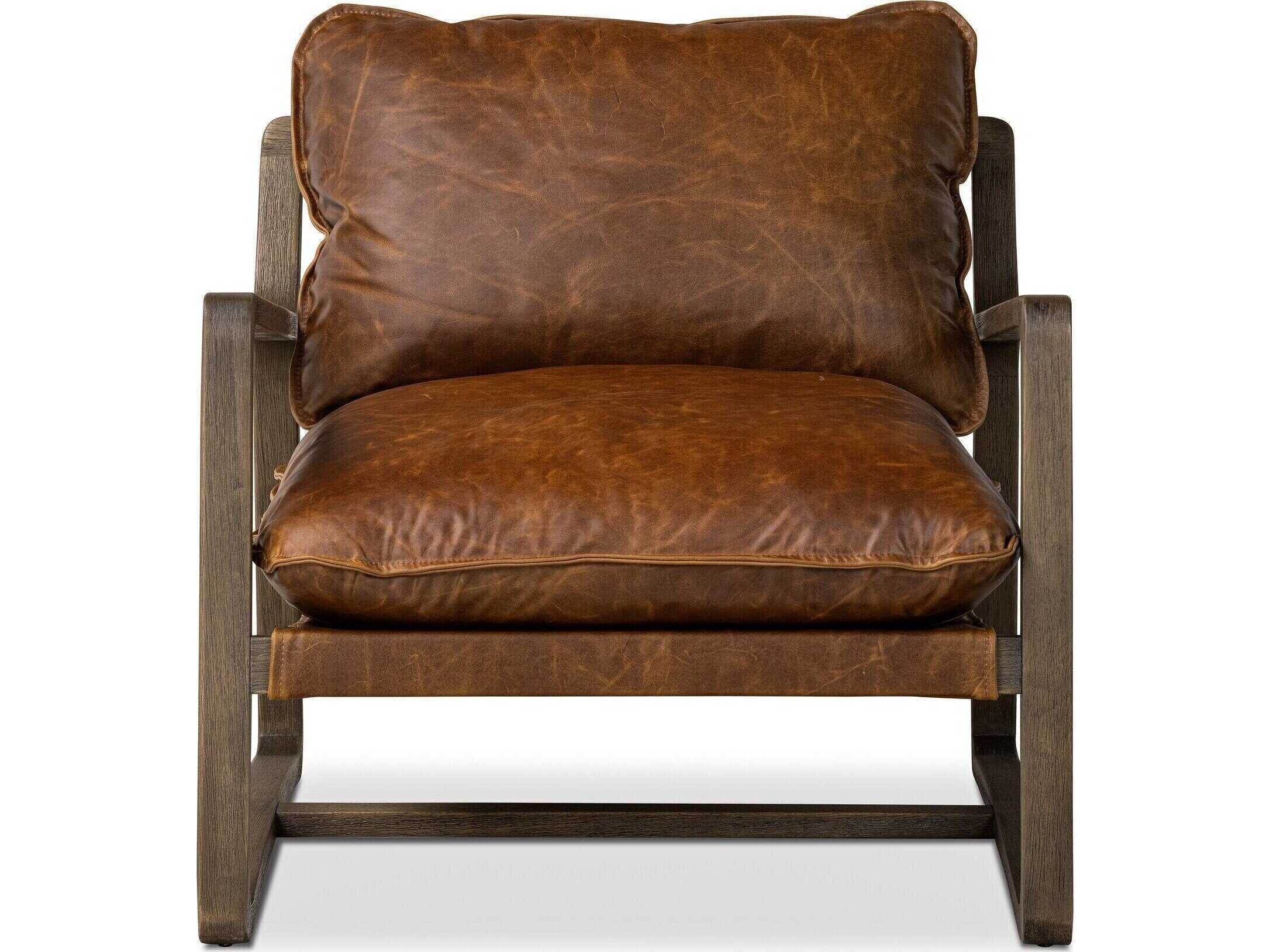 Four Hands Berman Ace Raleigh Chestnut Leather Accent Chair