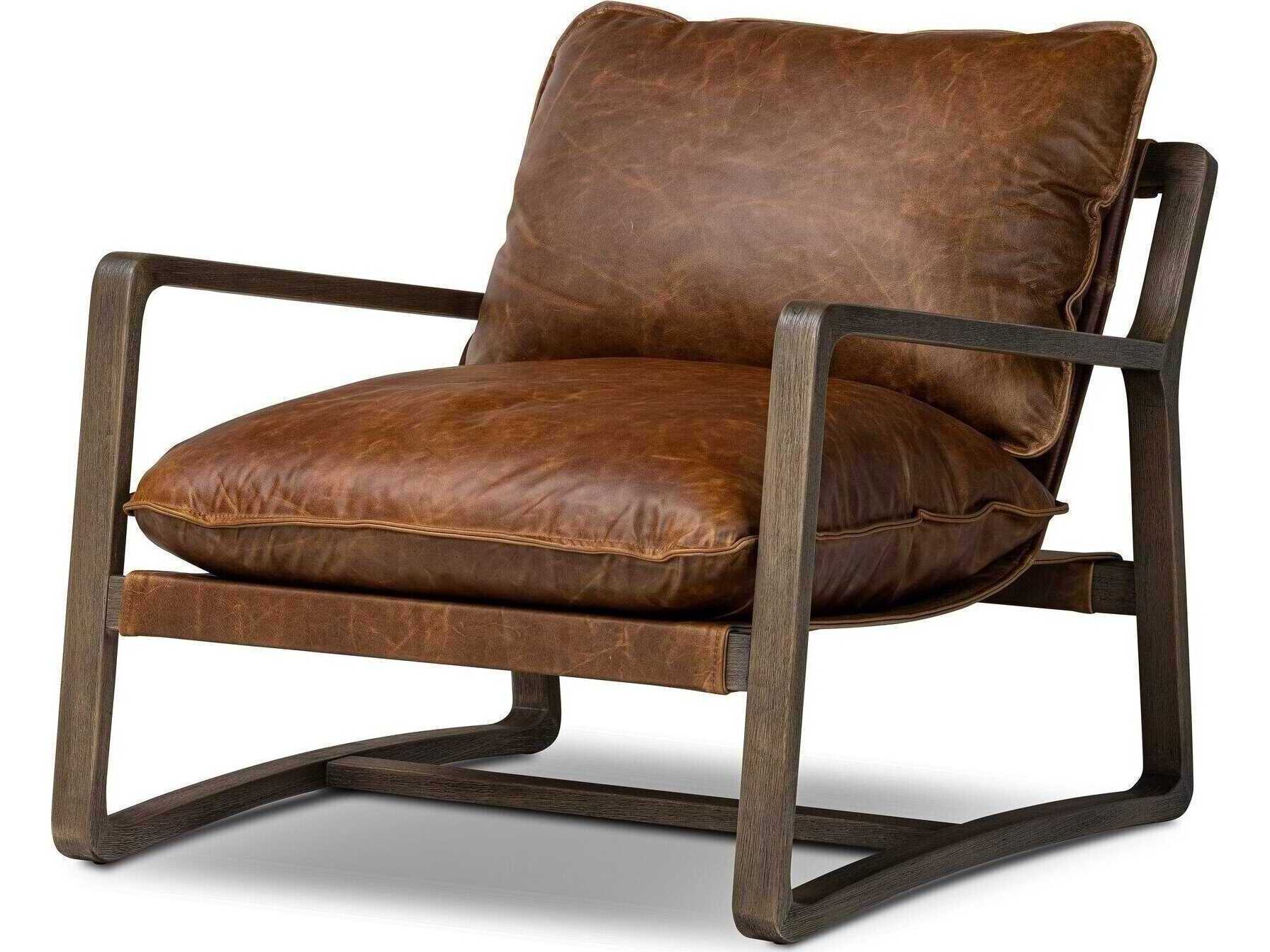 Four Hands Berman Ace Raleigh Chestnut Leather Accent Chair