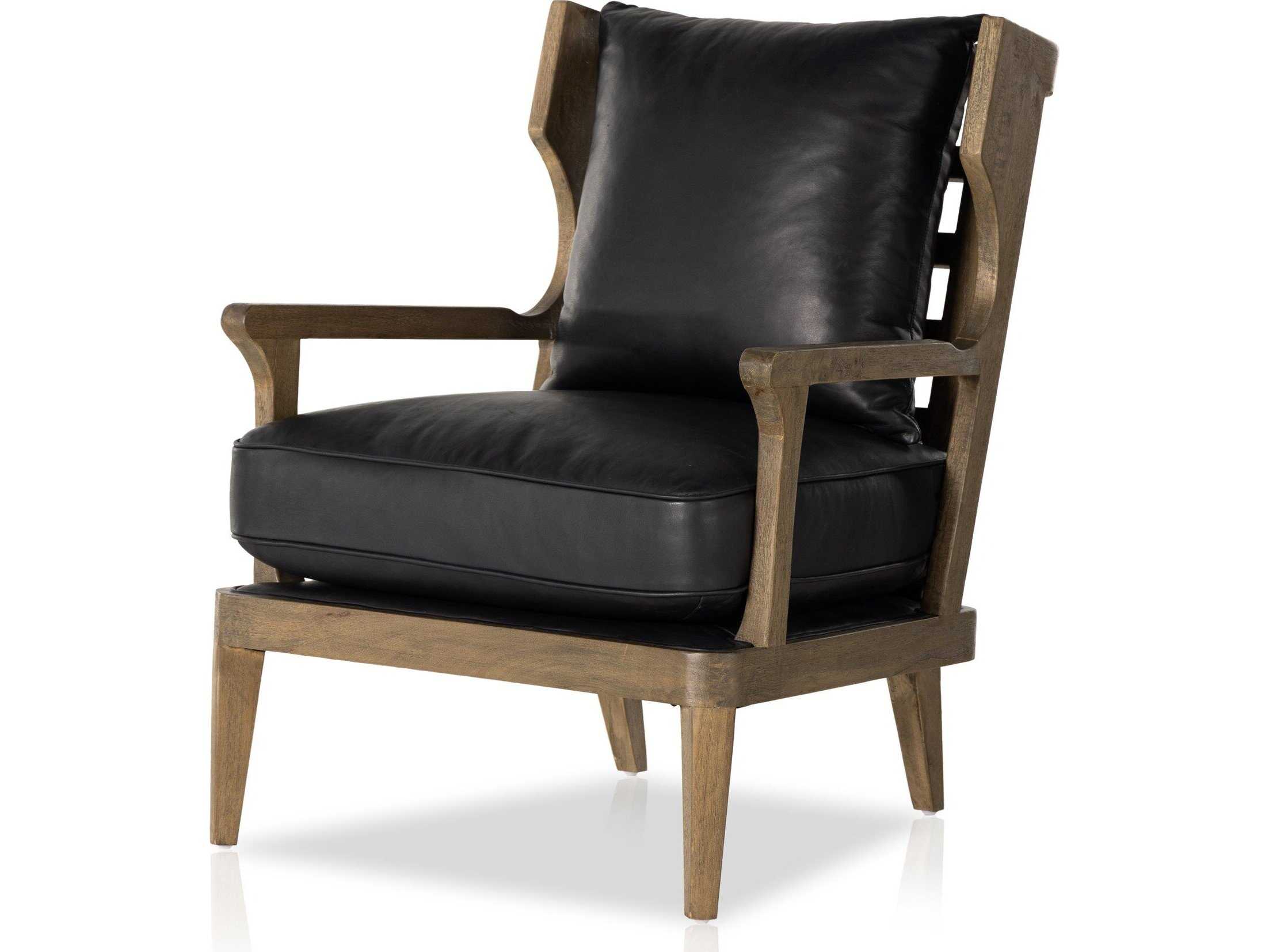 Four Hands Westgate Lennon Heirloom Black Leather Accent Chair