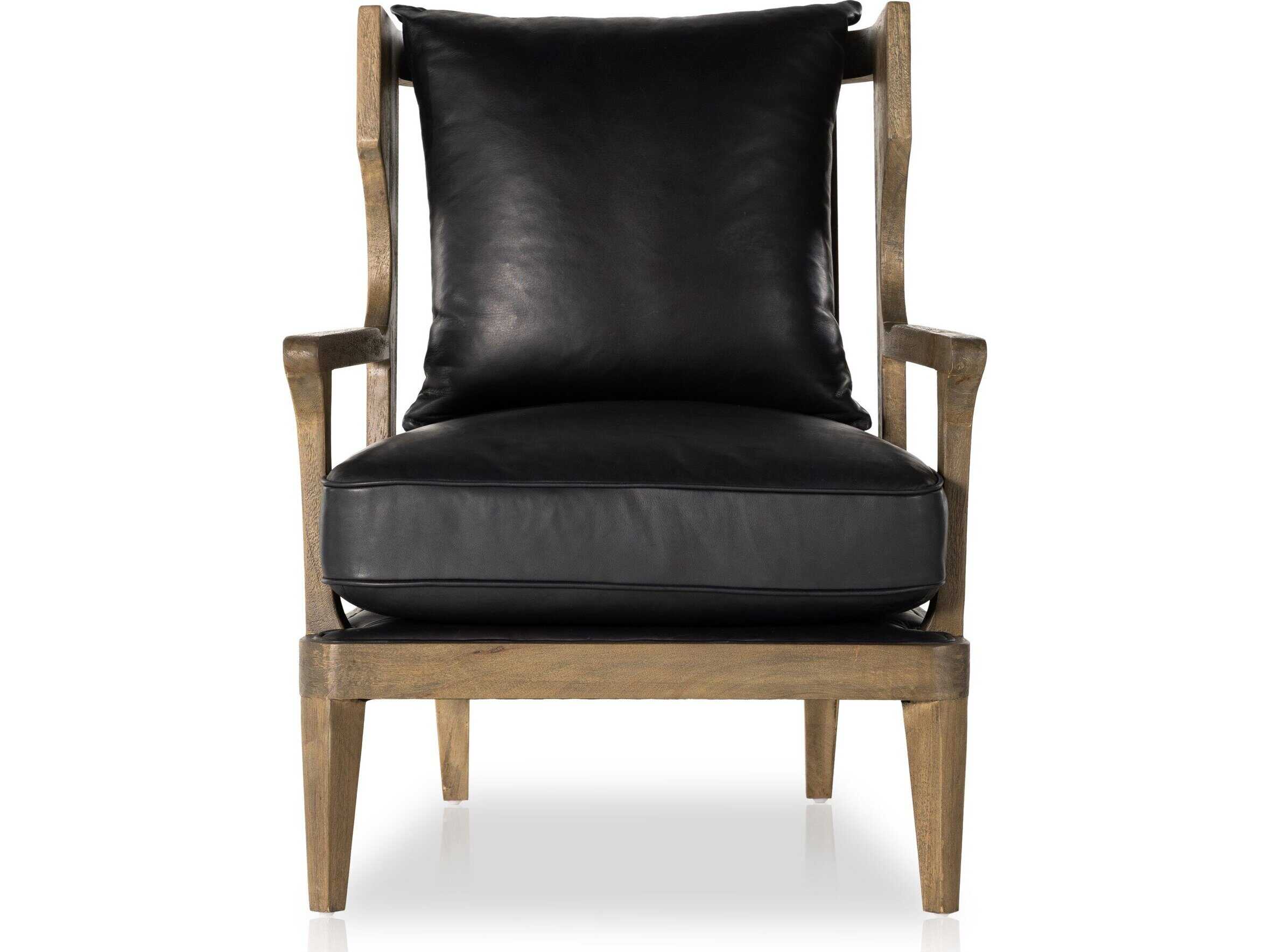 Four Hands Westgate Lennon Heirloom Black Leather Accent Chair