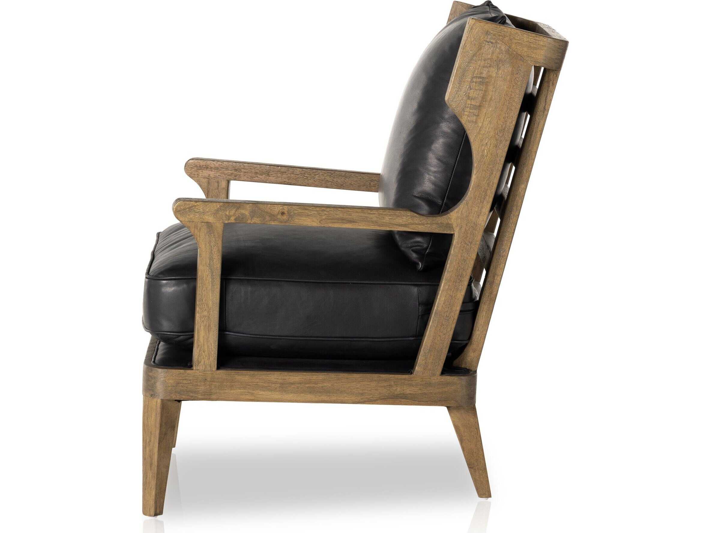 Four Hands Westgate Lennon Heirloom Black Leather Accent Chair