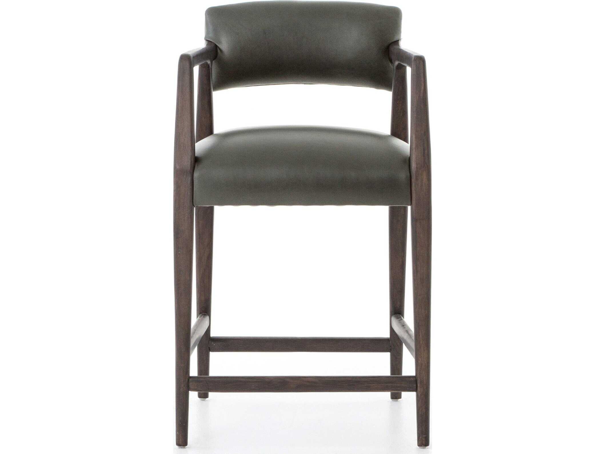 Four Hands Abbott Tyler Leather Chaps Ebony Burnt Nettlewood Counter Stool
