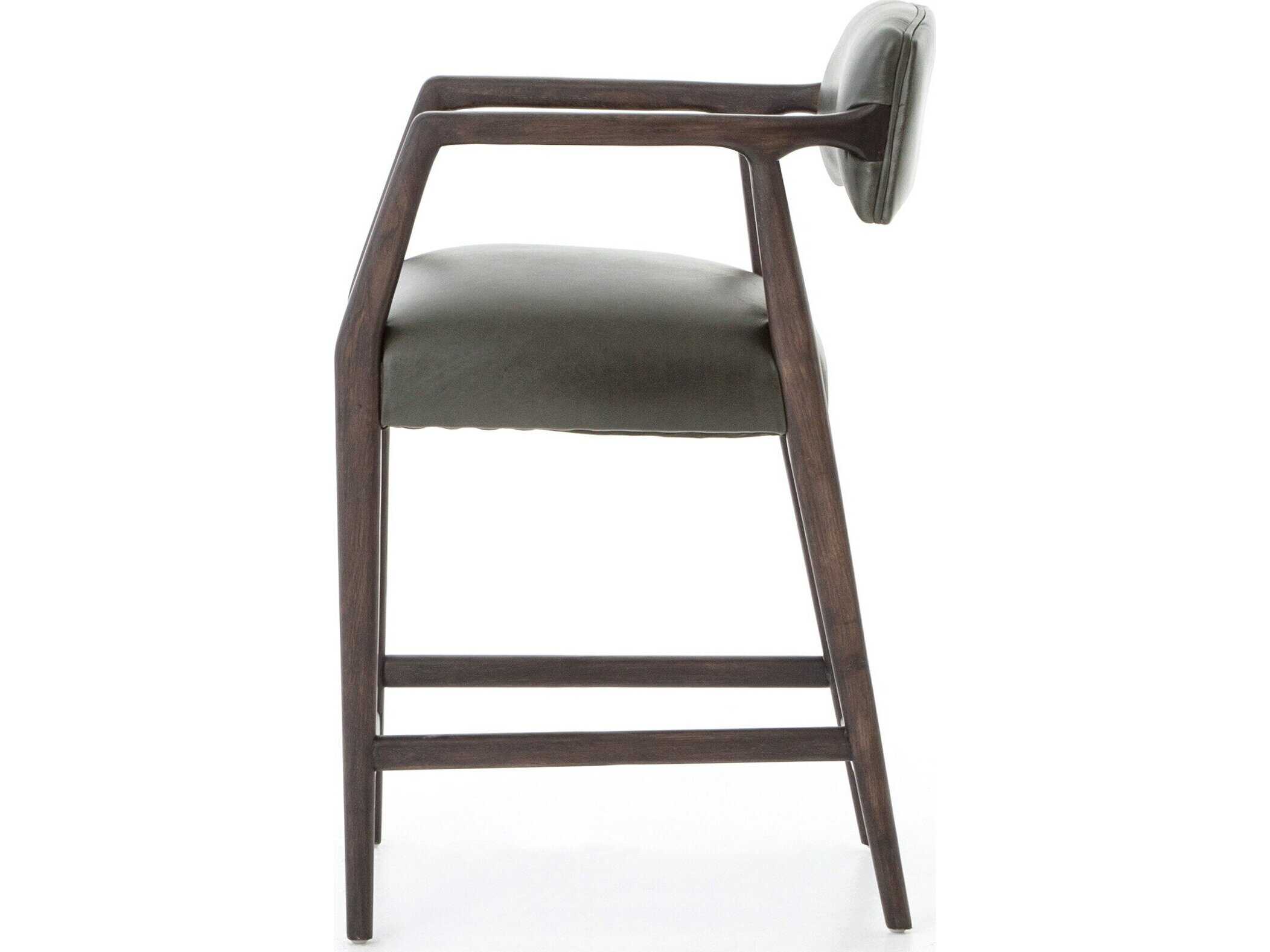 Four Hands Abbott Tyler Leather Chaps Ebony Burnt Nettlewood Counter Stool