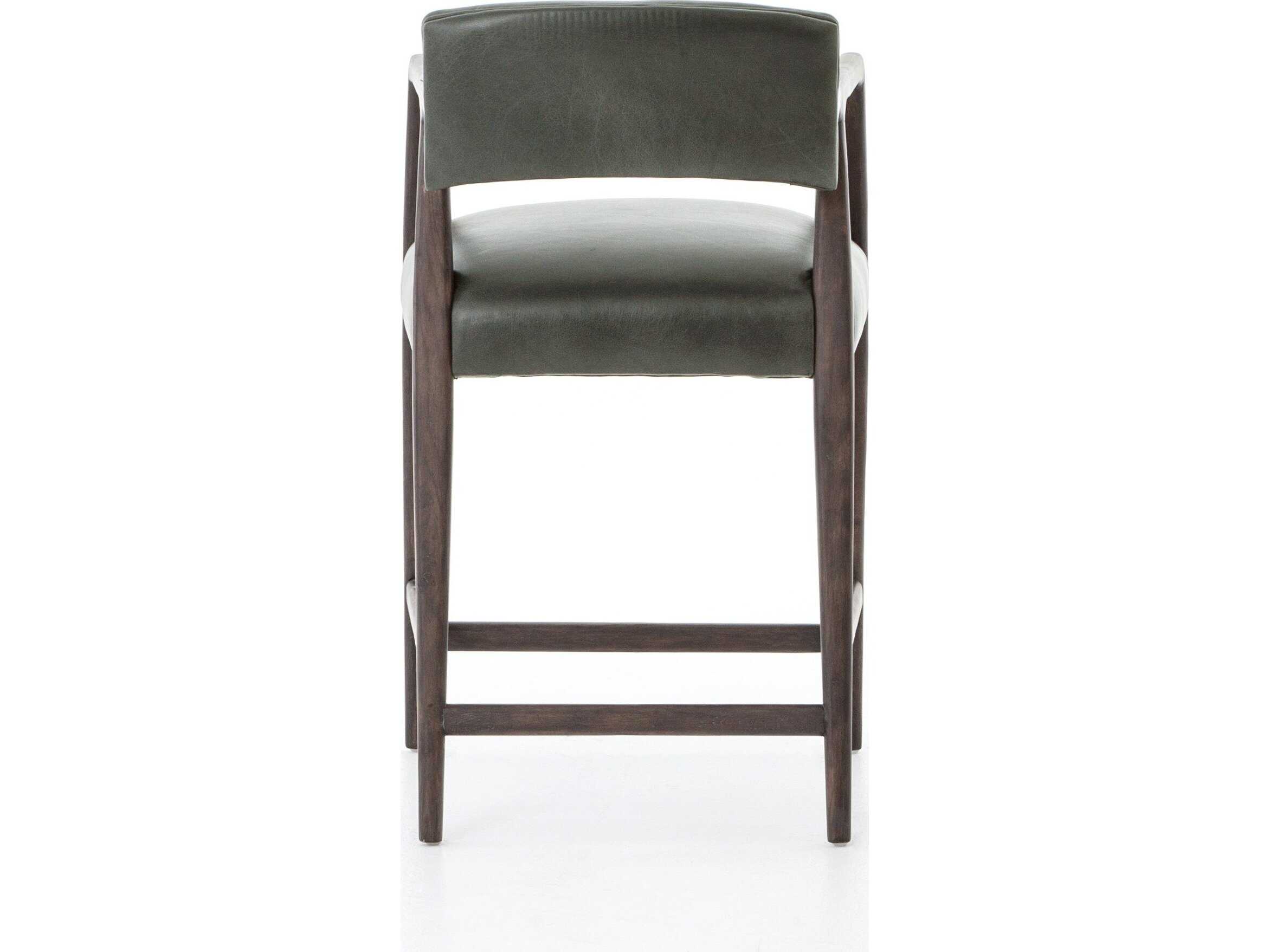 Four Hands Abbott Tyler Leather Chaps Ebony Burnt Nettlewood Counter Stool