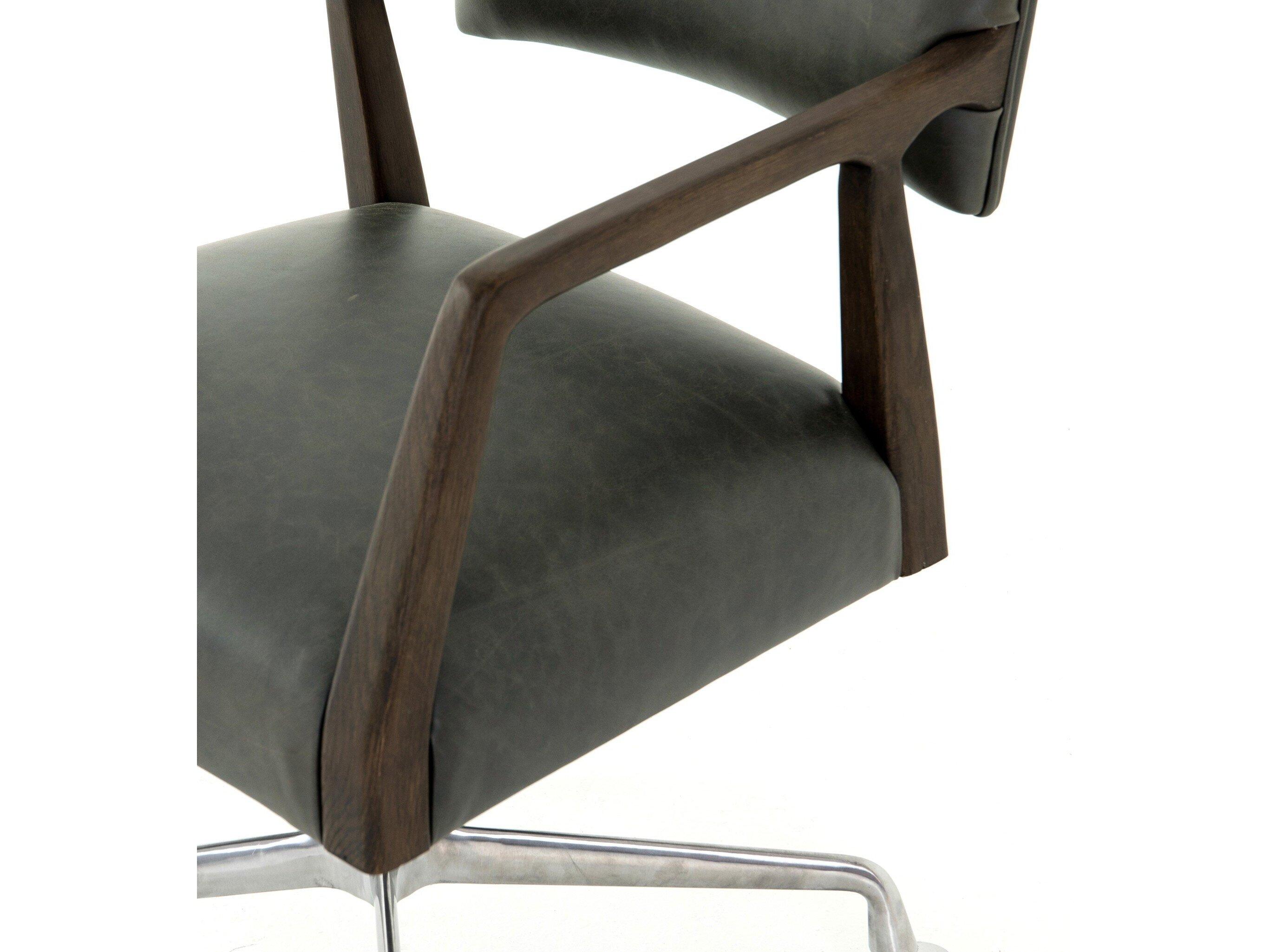 Four Hands Abbott Ebony Leather Swivel Task Office Chair