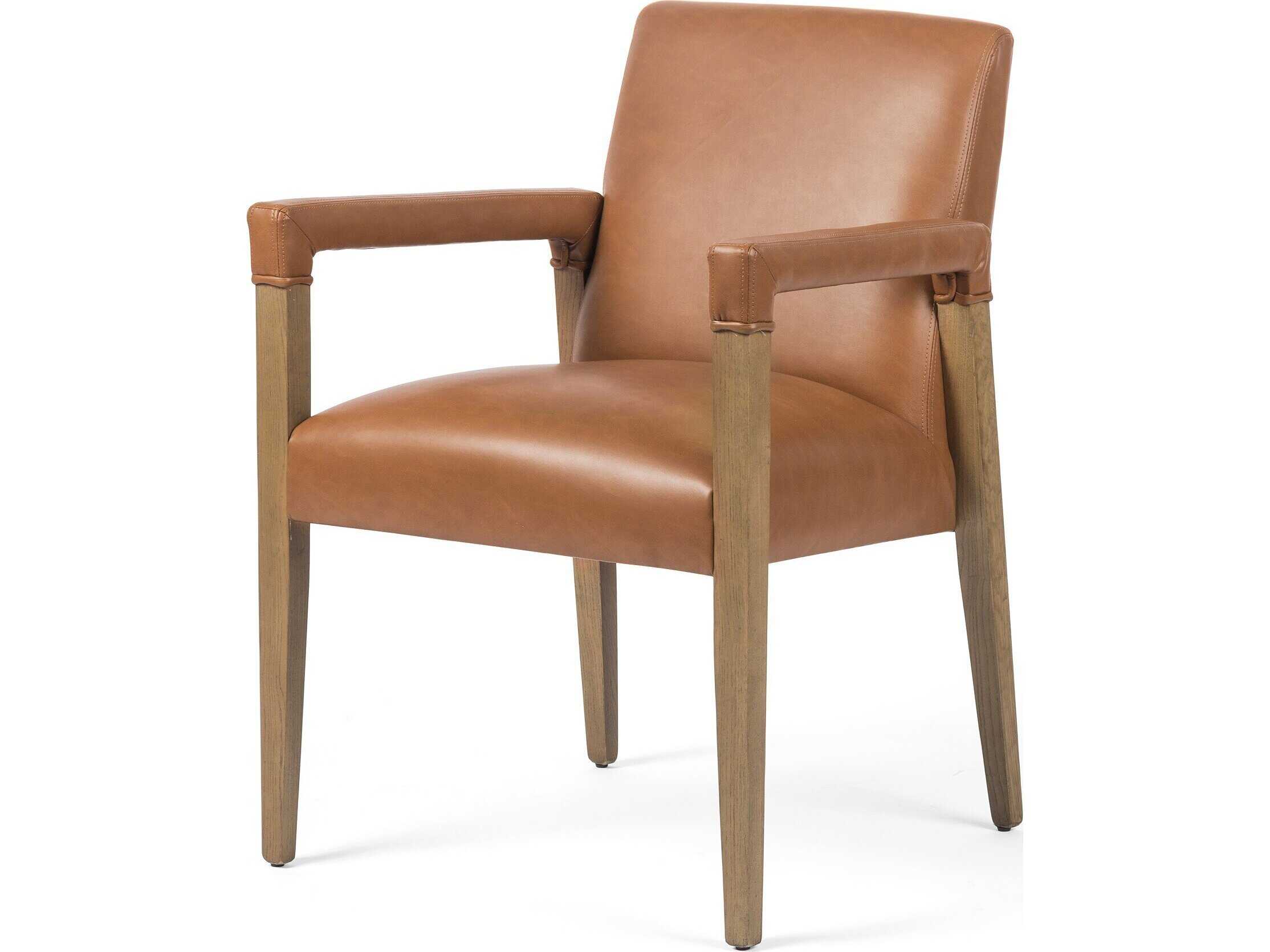 Four Hands Abbott Reuben Solid Wood Brown Arm Dining Chair