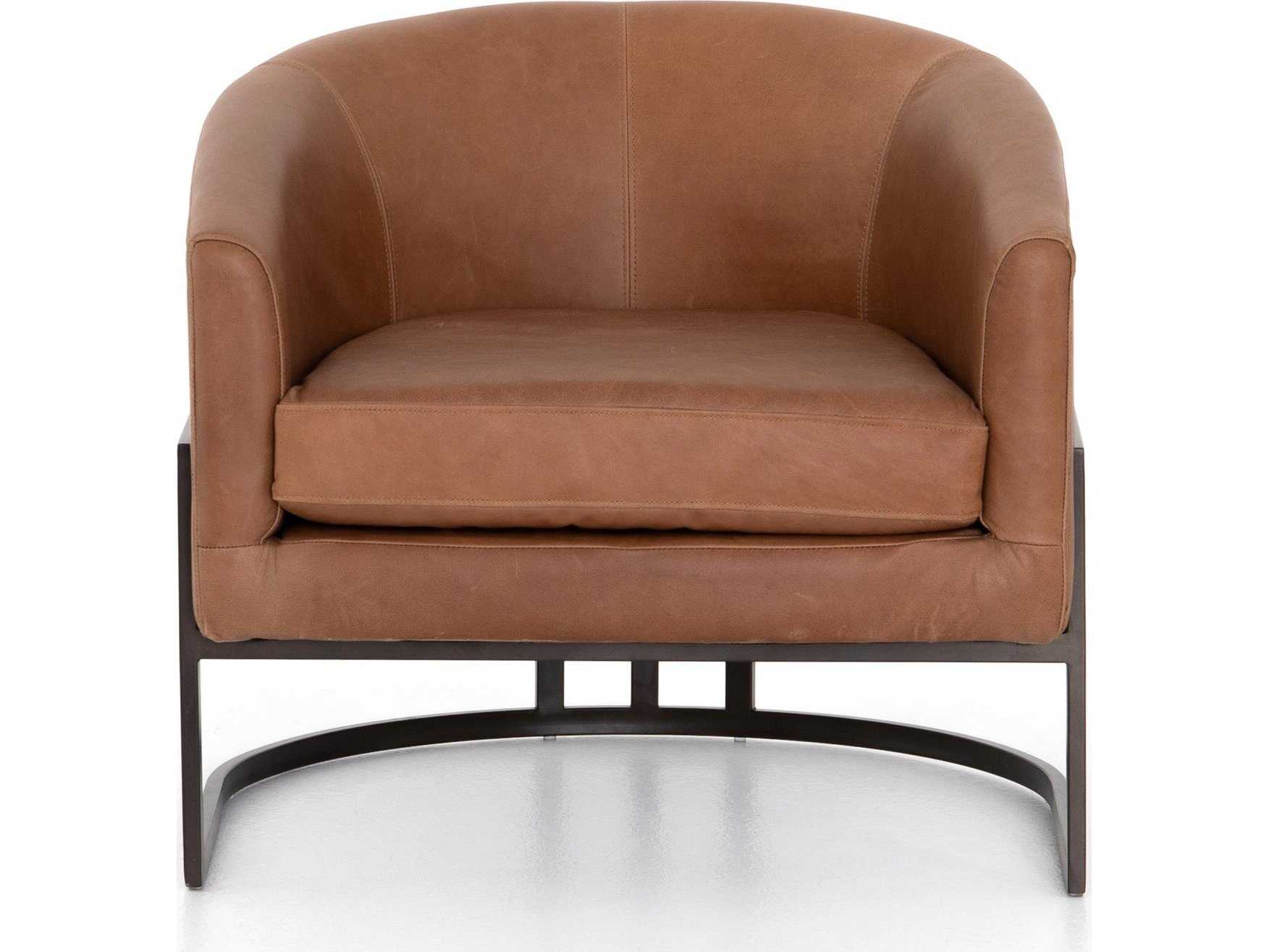 Four Hands Ashford Corbin Brown Leather Accent Chair