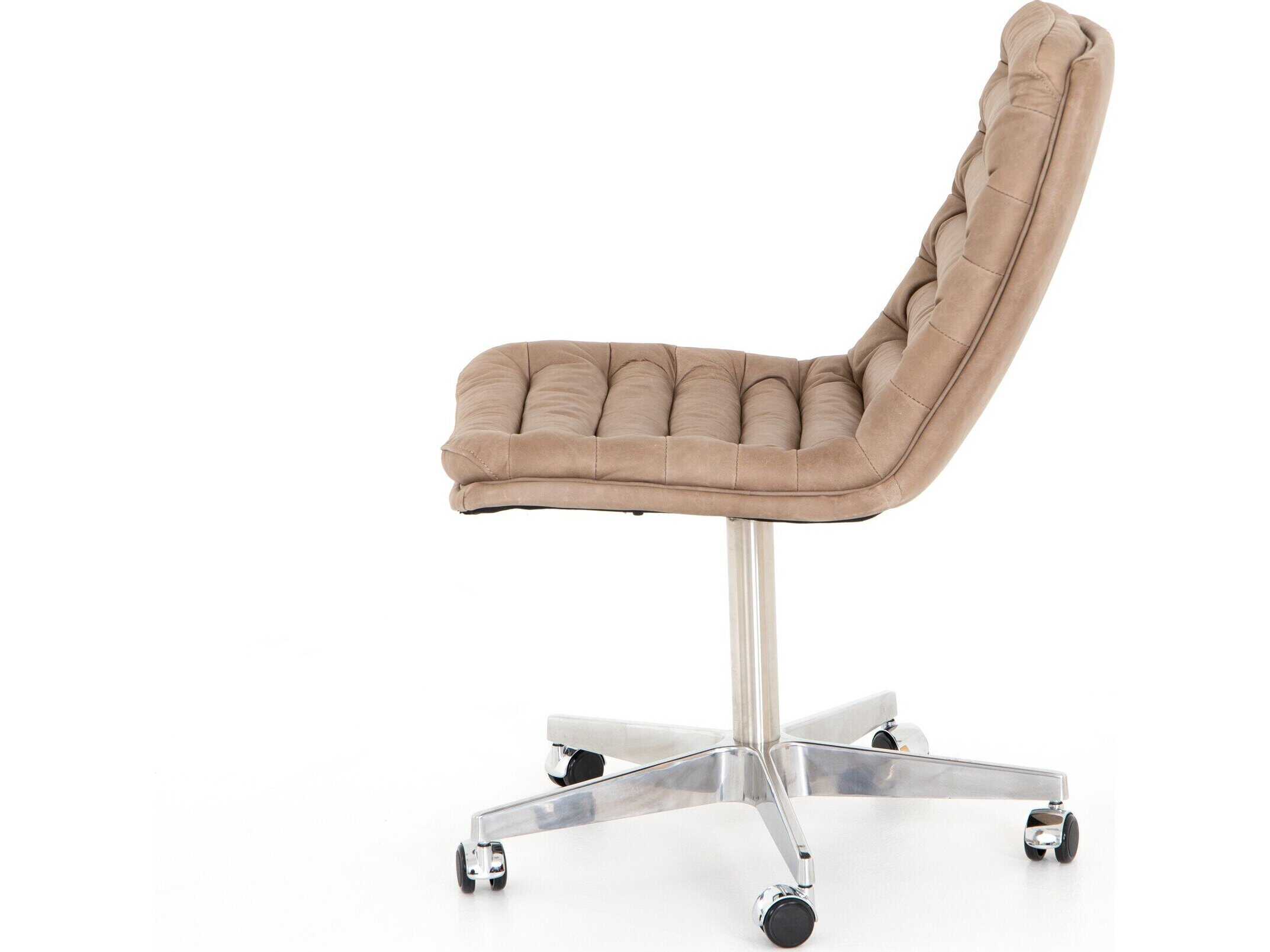 Four Hands Carnegie Beige Leather Computer Office Chair