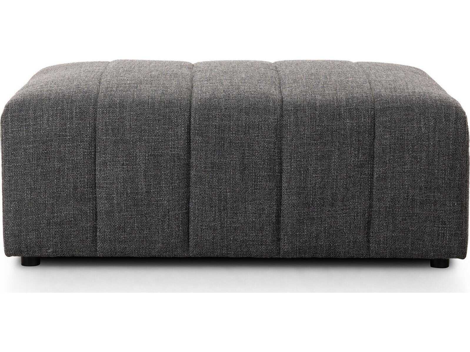 Four Hands Grayson  Saxon Charcoal Upholstered Ottoman