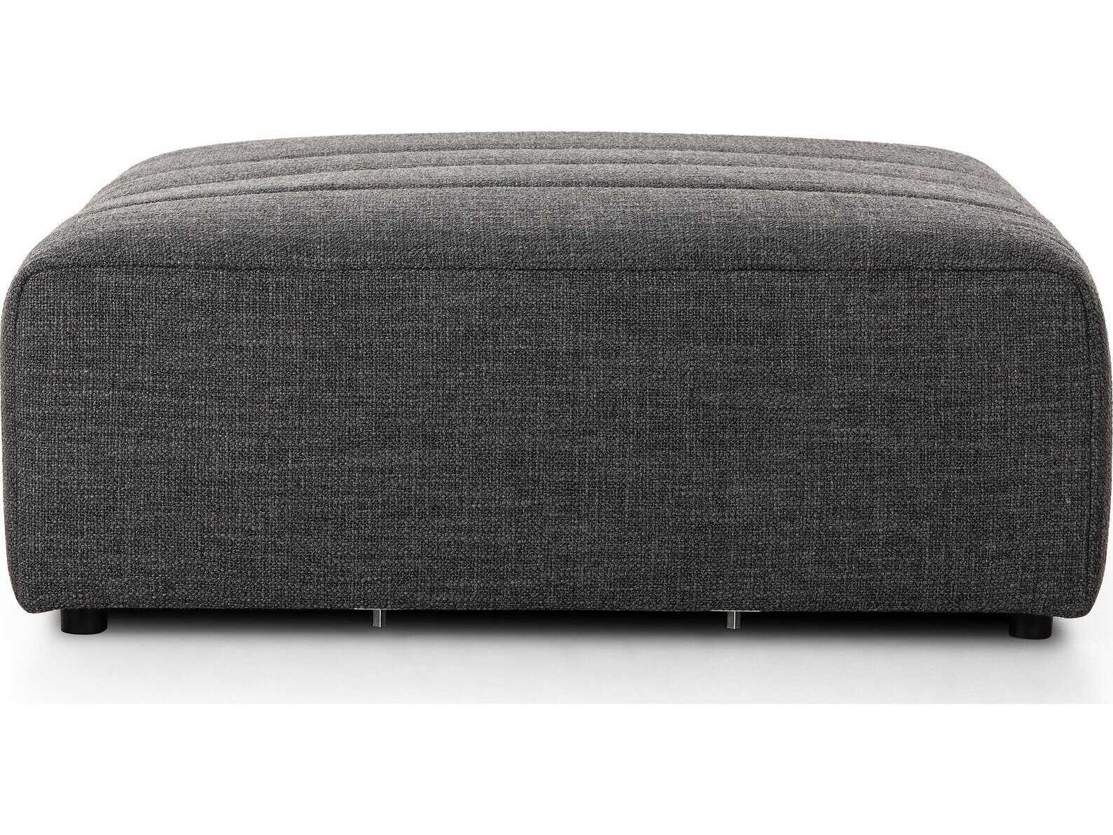 Four Hands Grayson  Saxon Charcoal Upholstered Ottoman