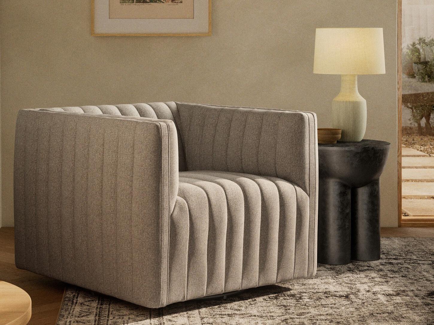 Four Hands Grayson Augustine Swivel Fabric Accent Chair