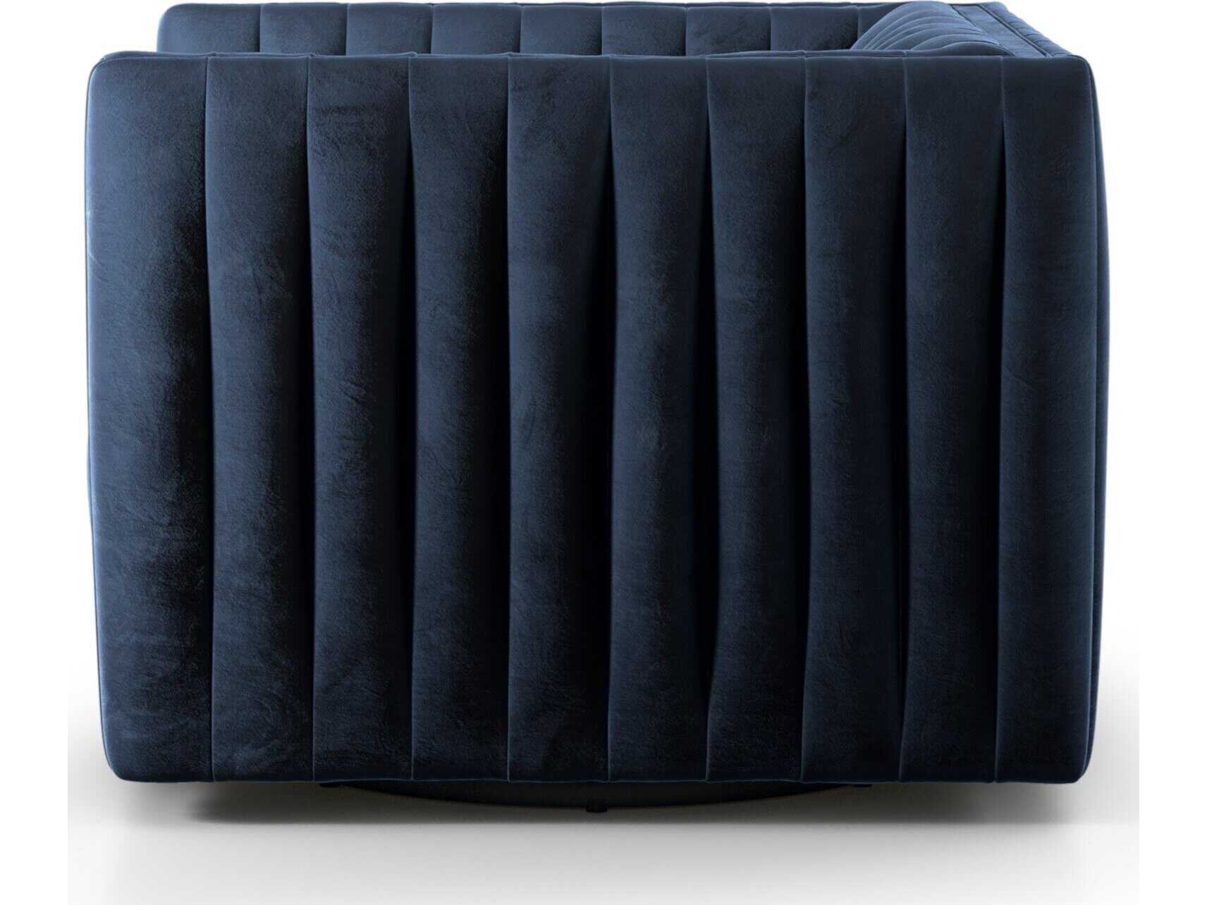 Four Hands Grayson Augustine Swivel Blue Fabric Accent Chair