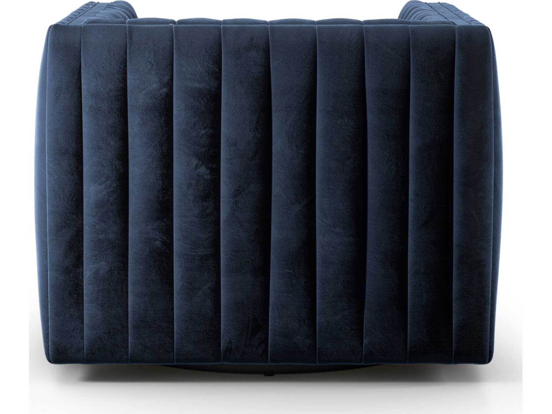 Four Hands Grayson Augustine Swivel Blue Fabric Accent Chair