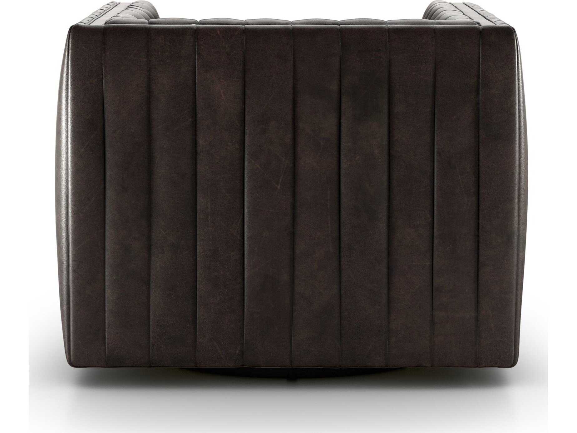 Four Hands Grayson Swivel Augustine Black Leather Accent Chair