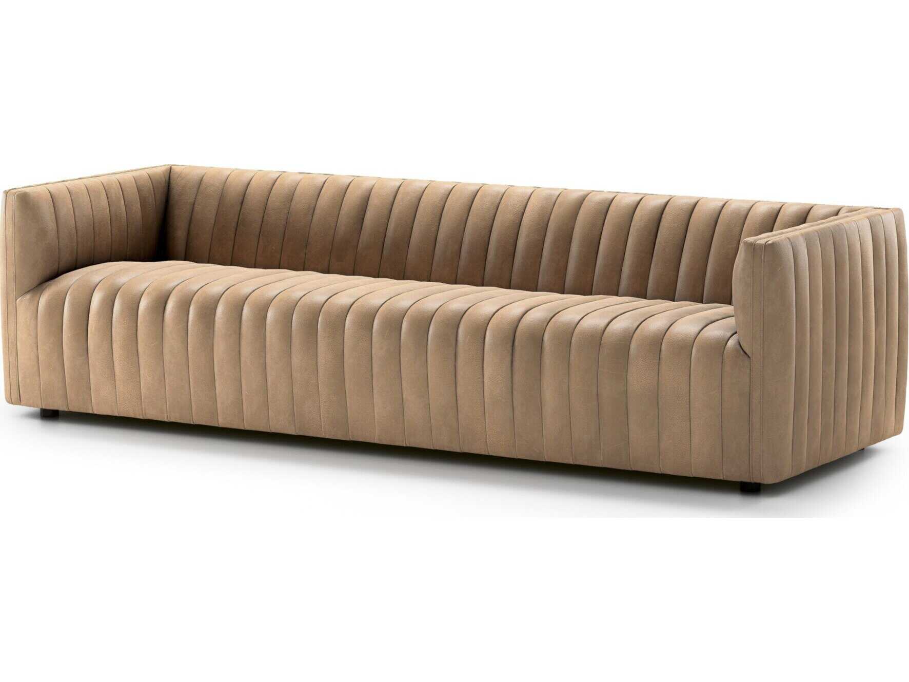 Four Hands Grayson Augustine Palermo Drift Brown Leather Sofa