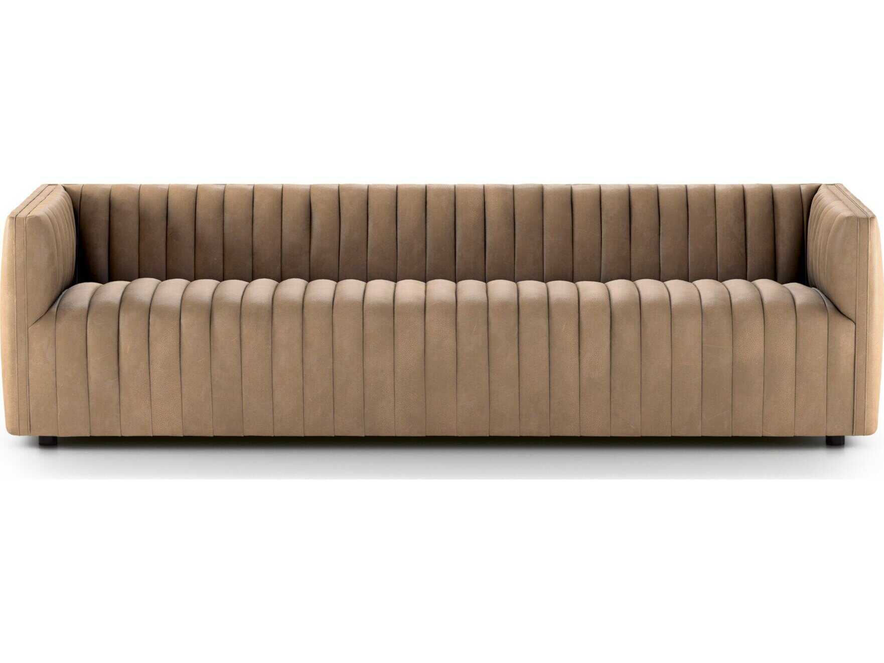 Four Hands Grayson Augustine Palermo Drift Brown Leather Sofa